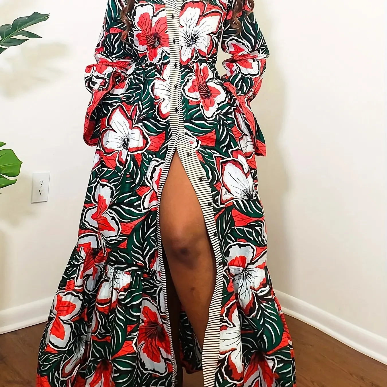 Women'S Casual Floral Print Plus-Size Dress Toshe Womens Fashions