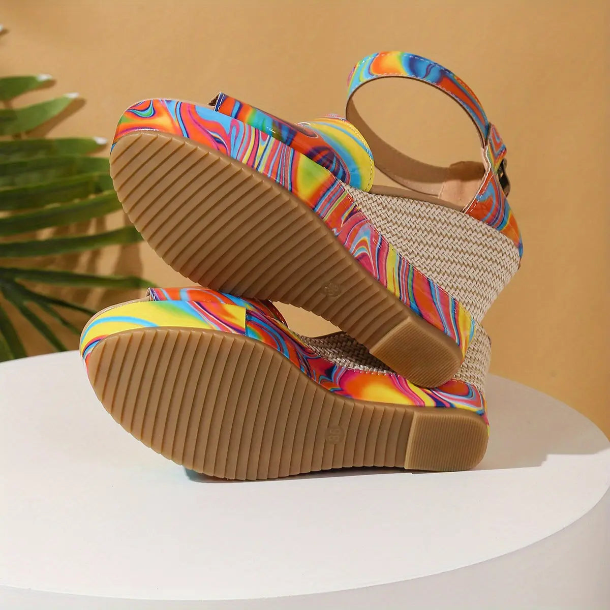 Vibrant Chunky Heel Sandals Synthetic Upper, Open Toe, Zipper Closure, Slip-Resistant Platform Footwear Toshe Women's Fashions