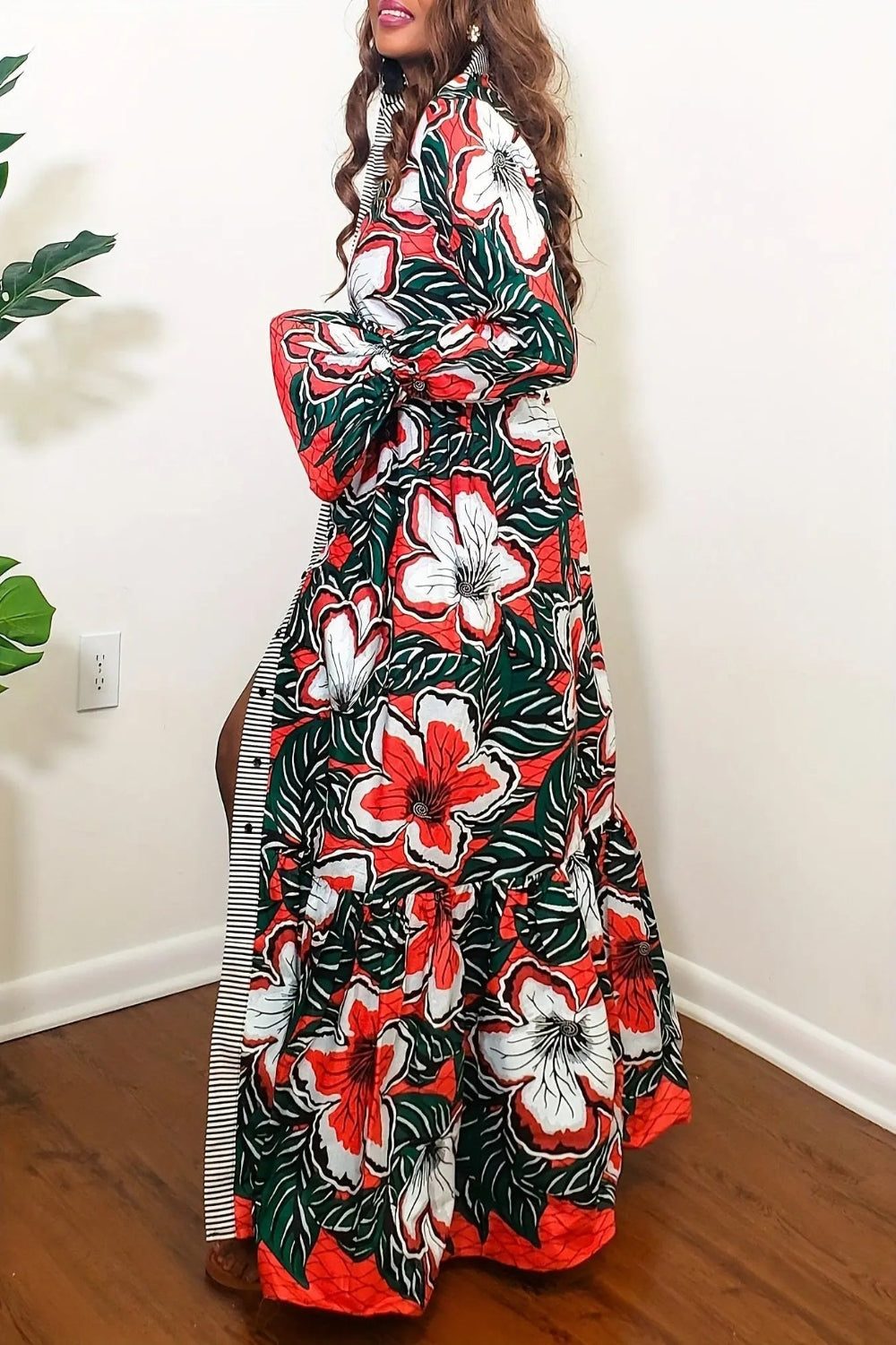 Women'S Casual Floral Print Plus-Size Dress Toshe Womens Fashions