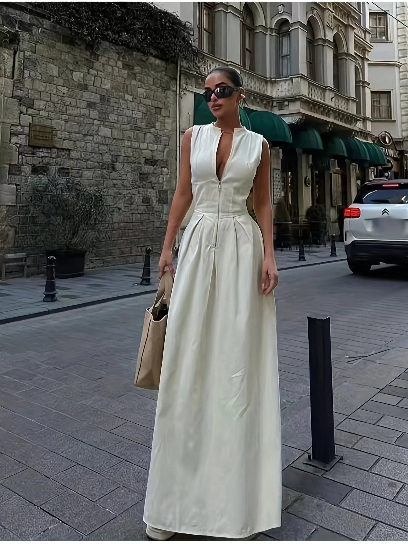 Sleeveless Chain Detail Dress Toshe Women's Fashions