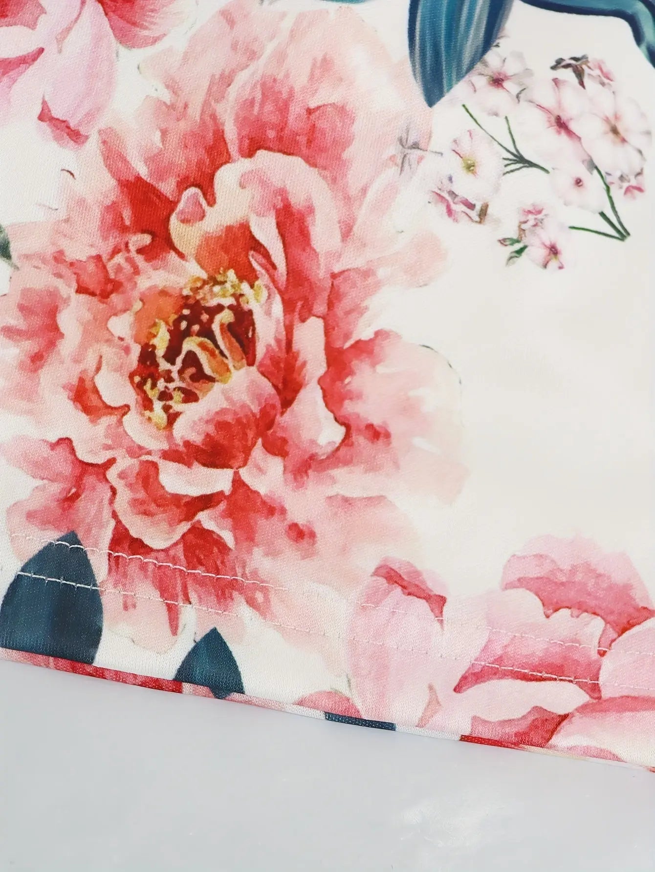 White Floral Printed Pants Suit Toshe Women's Fashions