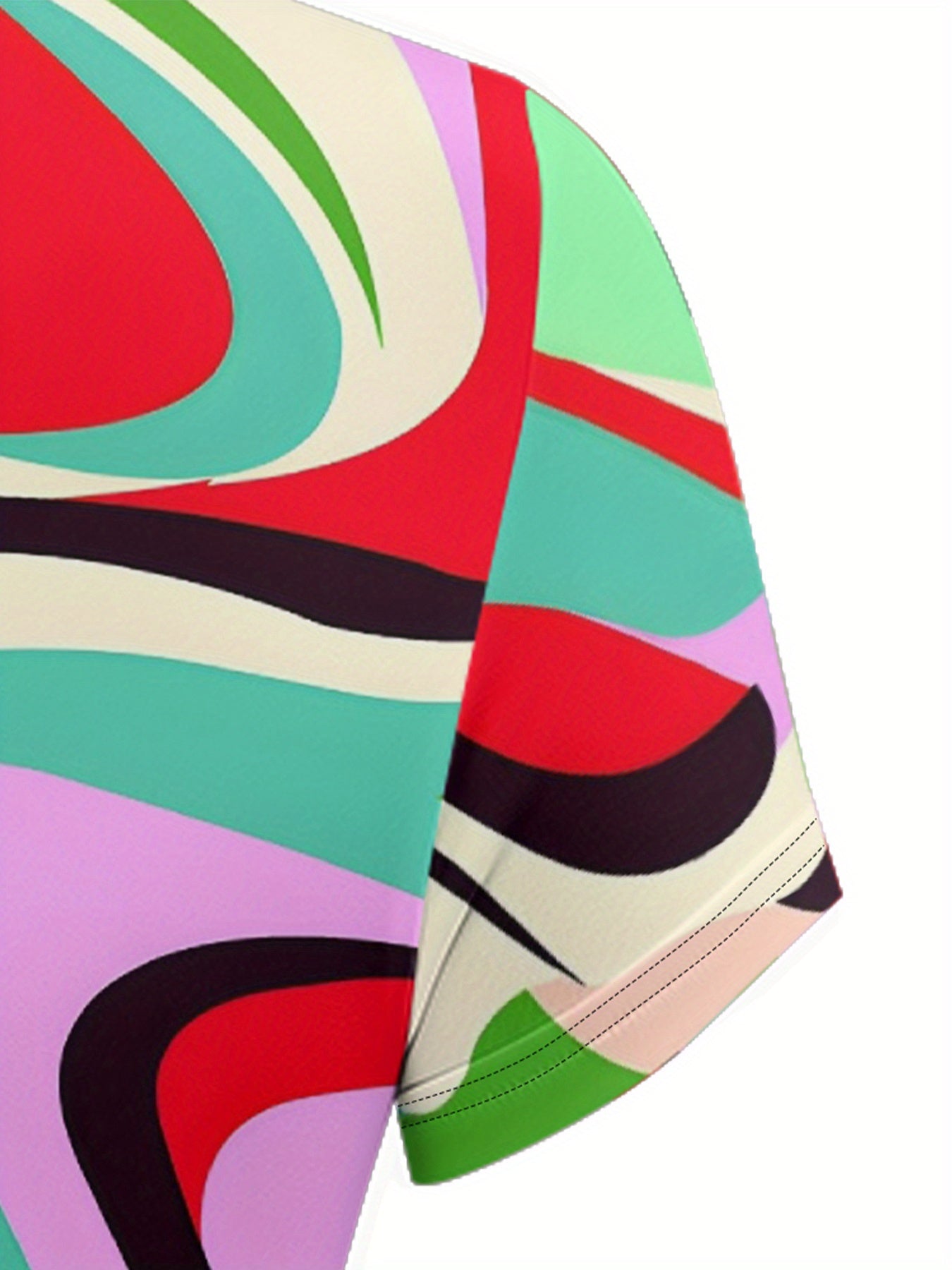 Bright Wave Print Short Sleeve Crop Top & Wide-Leg Pants Set
