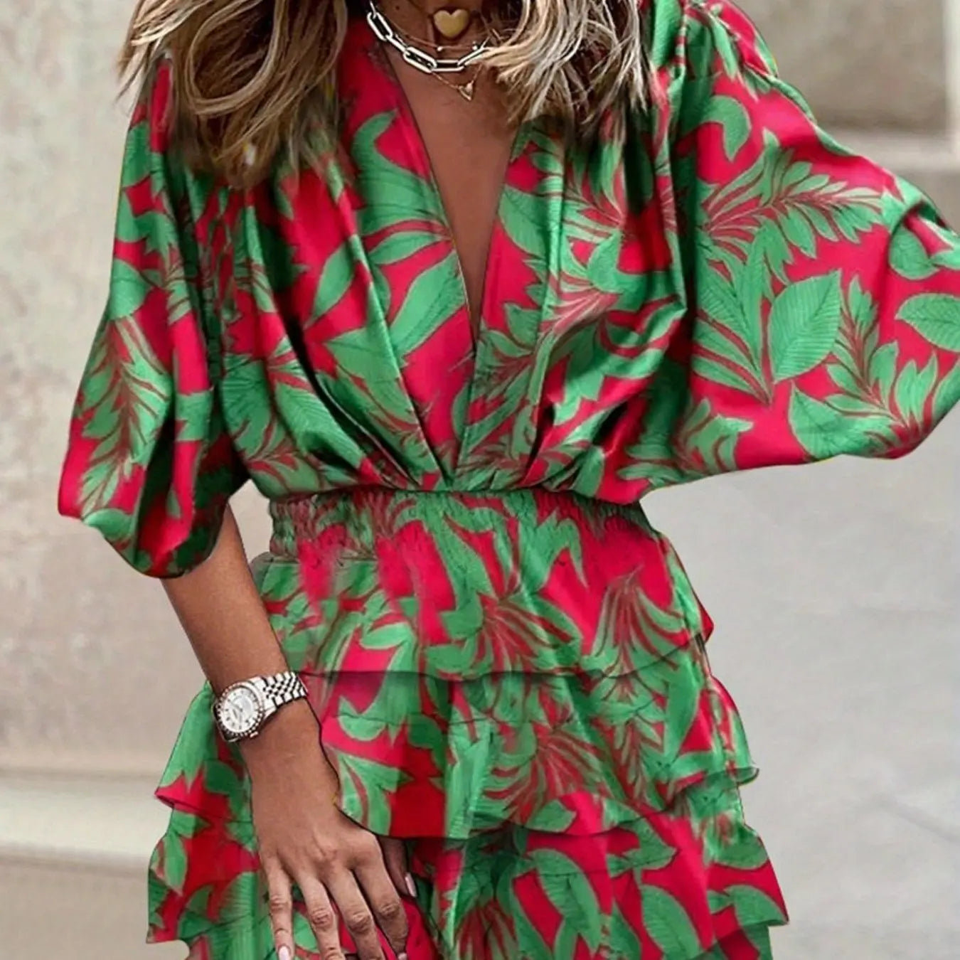 Bohemian Print High Waist Mini Dress Toshe Women's Fashions