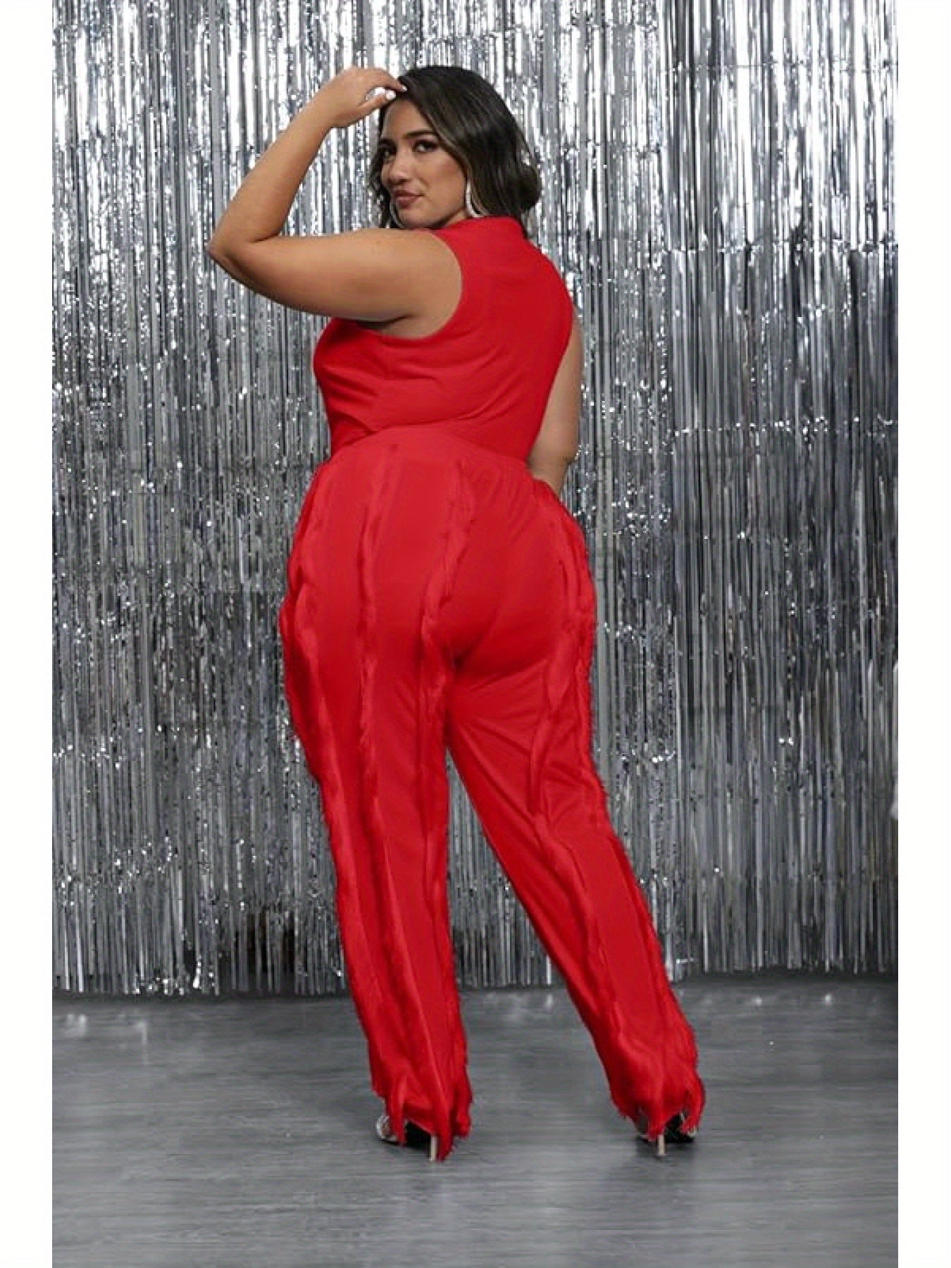 Sleeveless Tank Top with Drawstring Fringe Pant Set