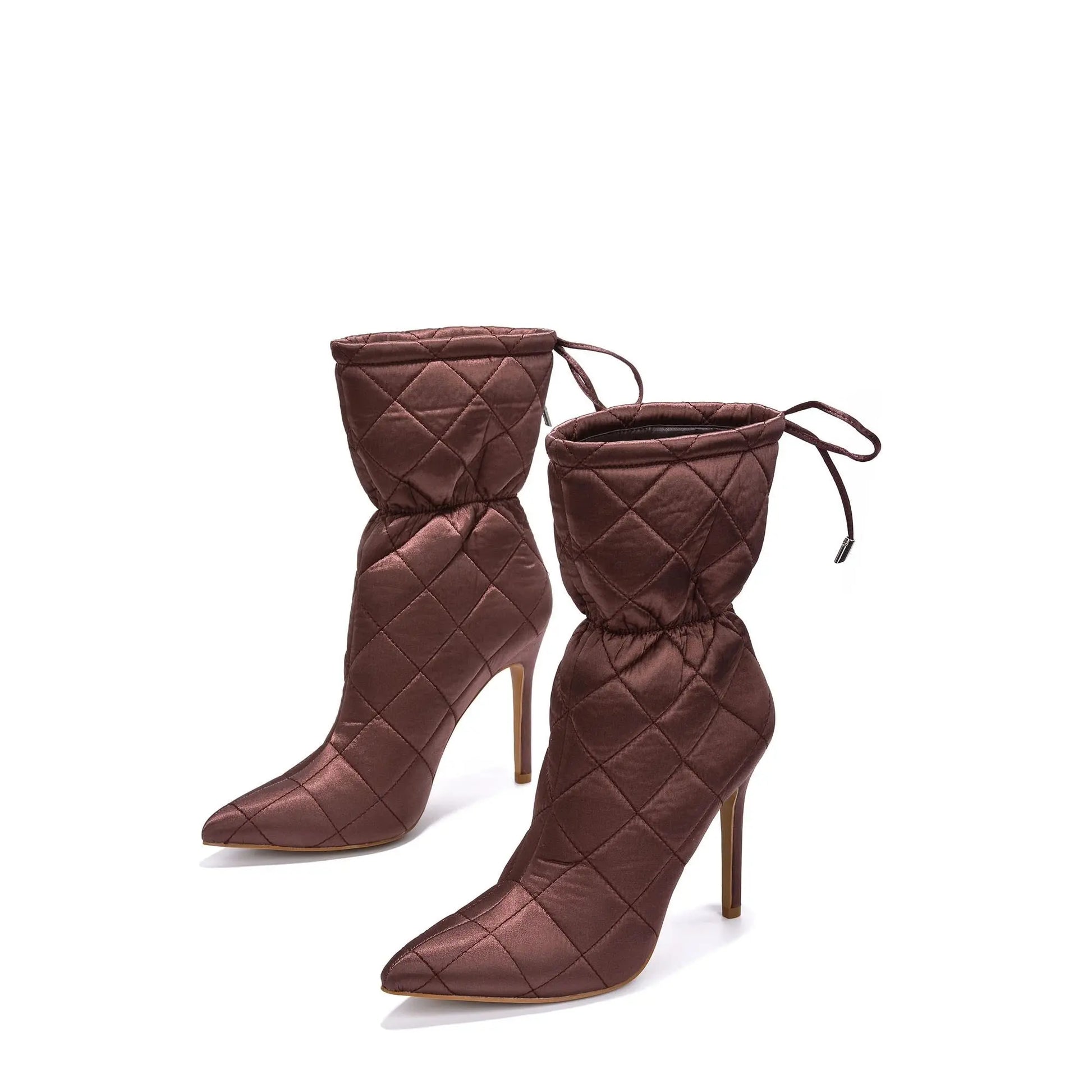 Quilted Beige Pointy Toe Boots Toshe Women's Fashions