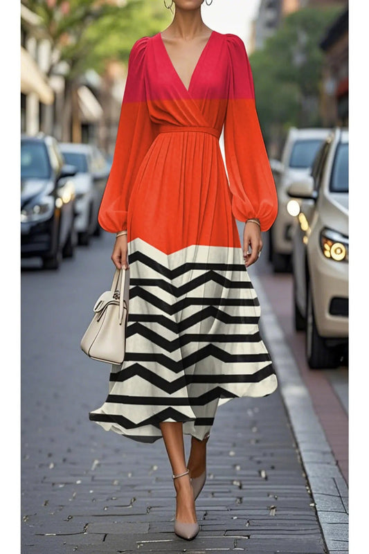 Red Zebra Print A-Line Dress Toshe Women's Fashions