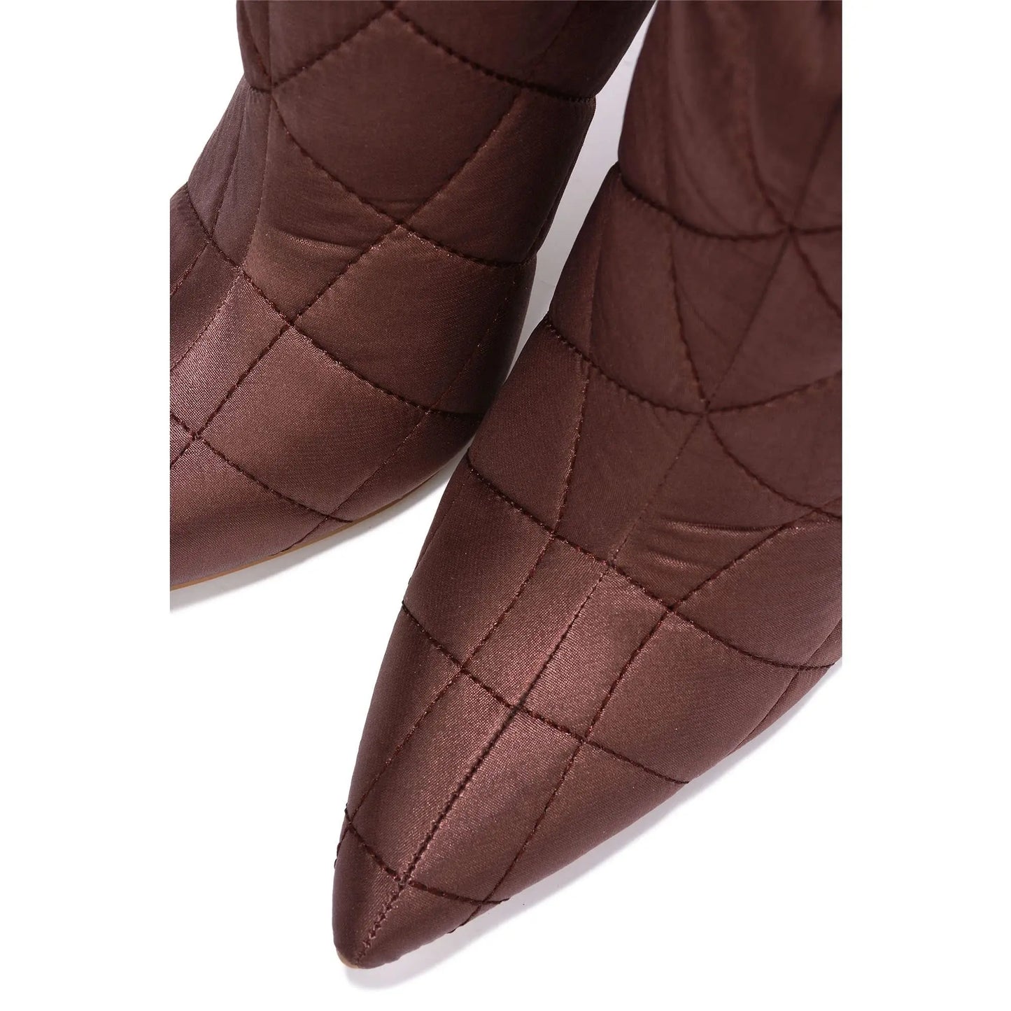 Quilted Beige Pointy Toe Boots Toshe Women's Fashions