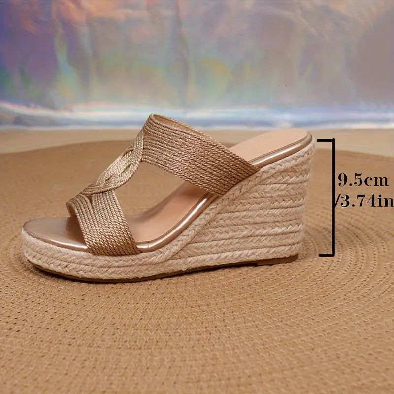 Gold Espadrille Wedge Sandals Toshe Women's Fashions