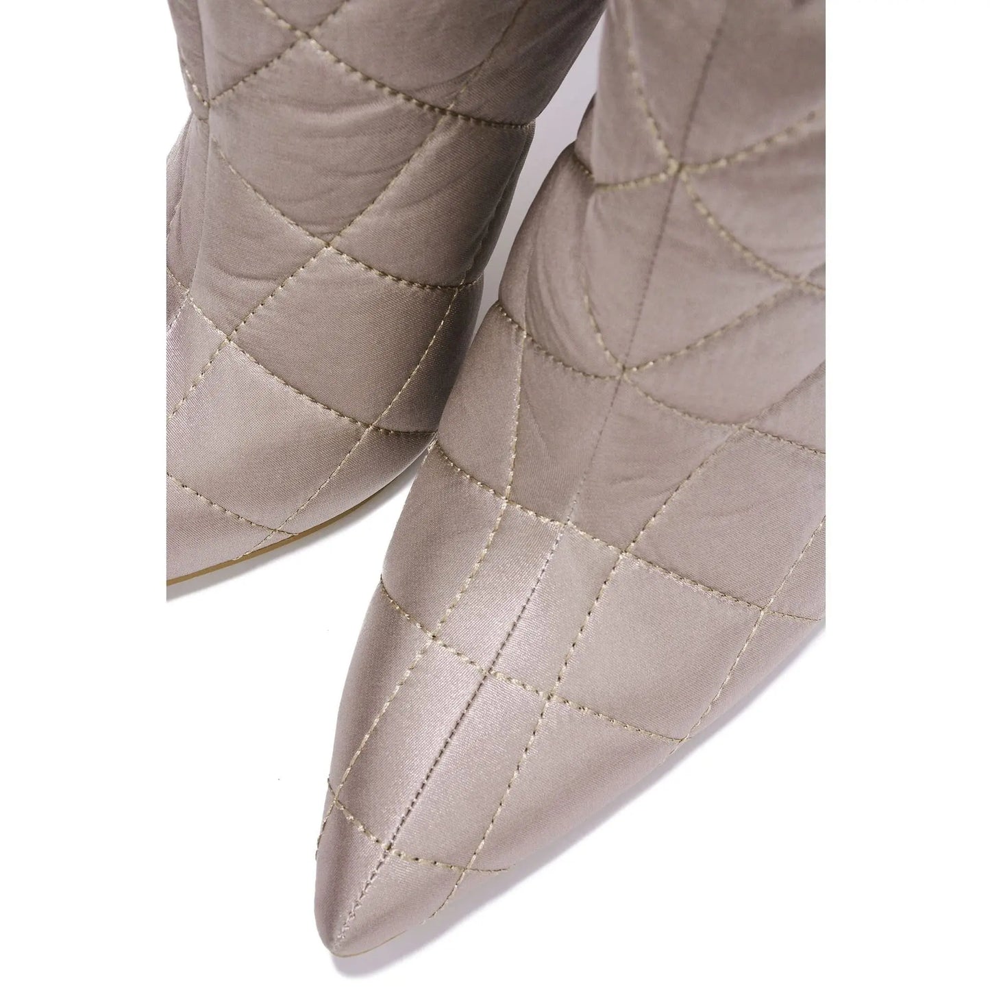 Quilted Beige Pointy Toe Boots Toshe Women's Fashions