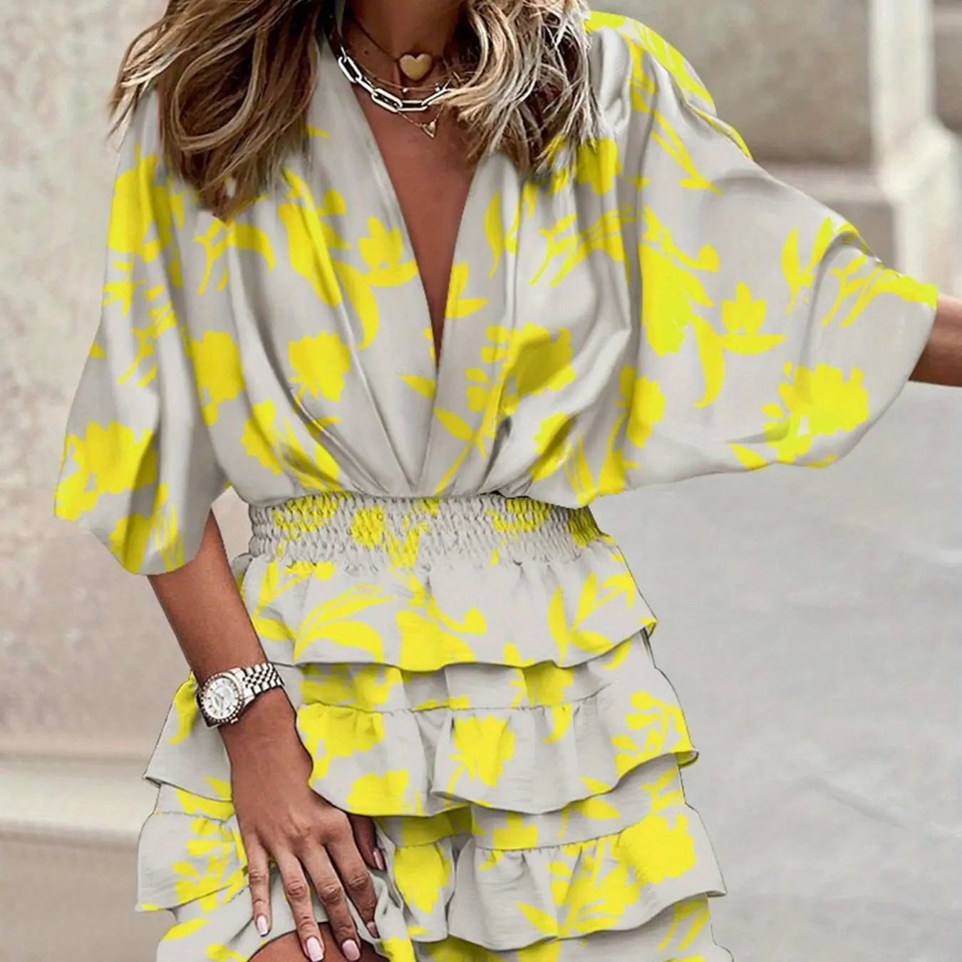Bohemian Print High Waist Mini Dress Toshe Women's Fashions