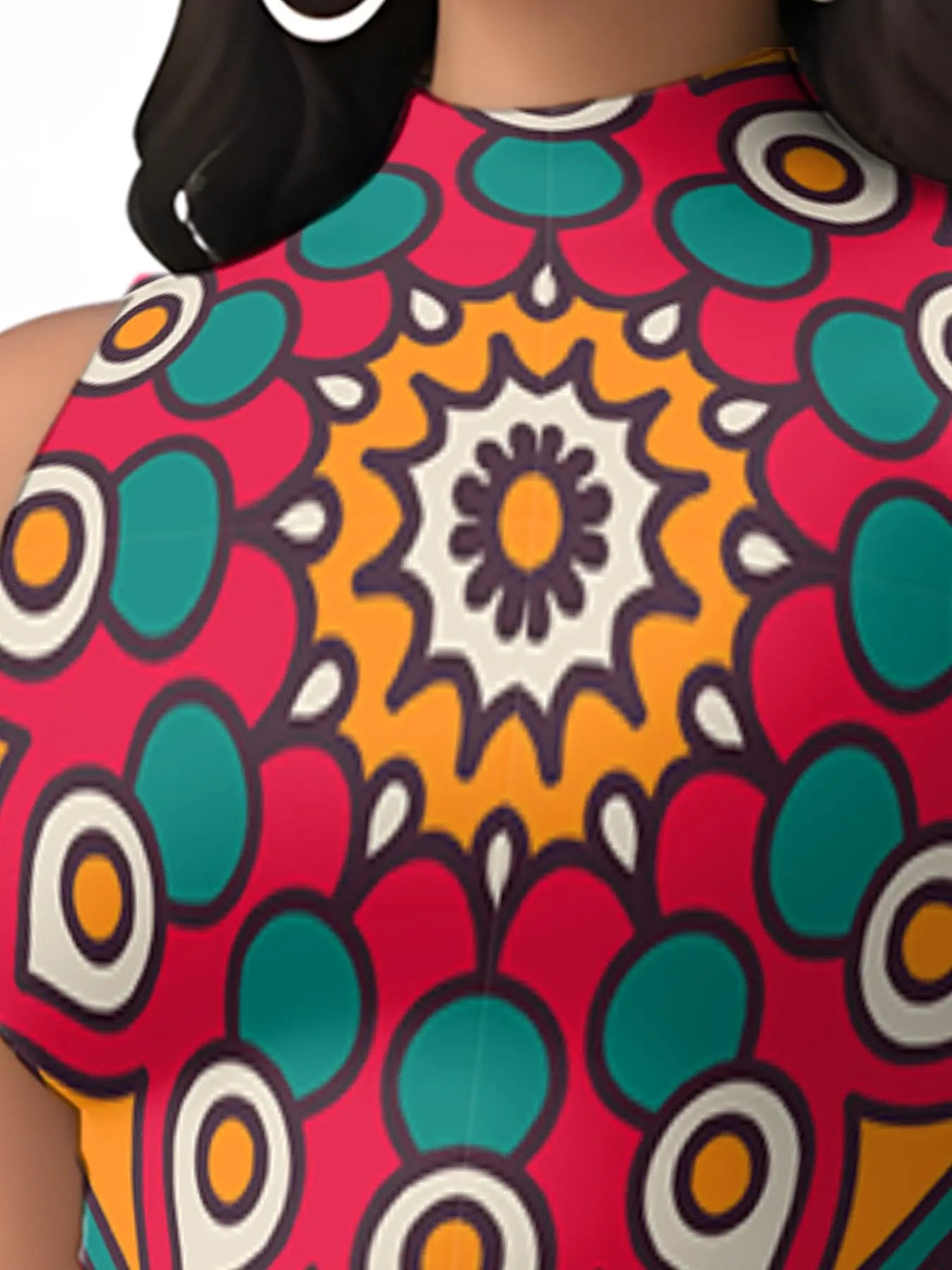 Vibrant Print Sleeveless Jumpsuit Toshe Women's Fashions