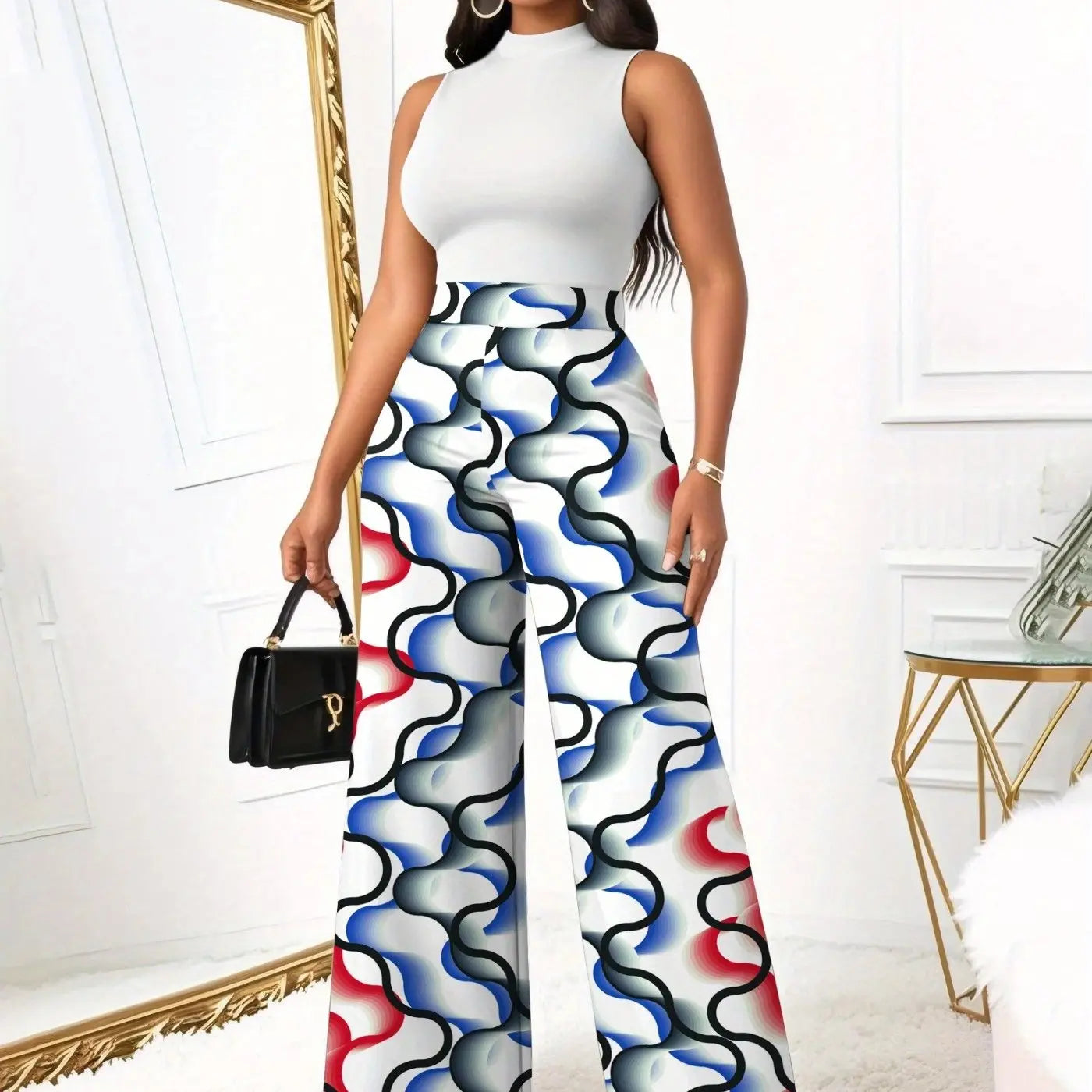 Classic Sleeveless Gradient Wide Leg  Jumpsuit Toshe Women's Fashions