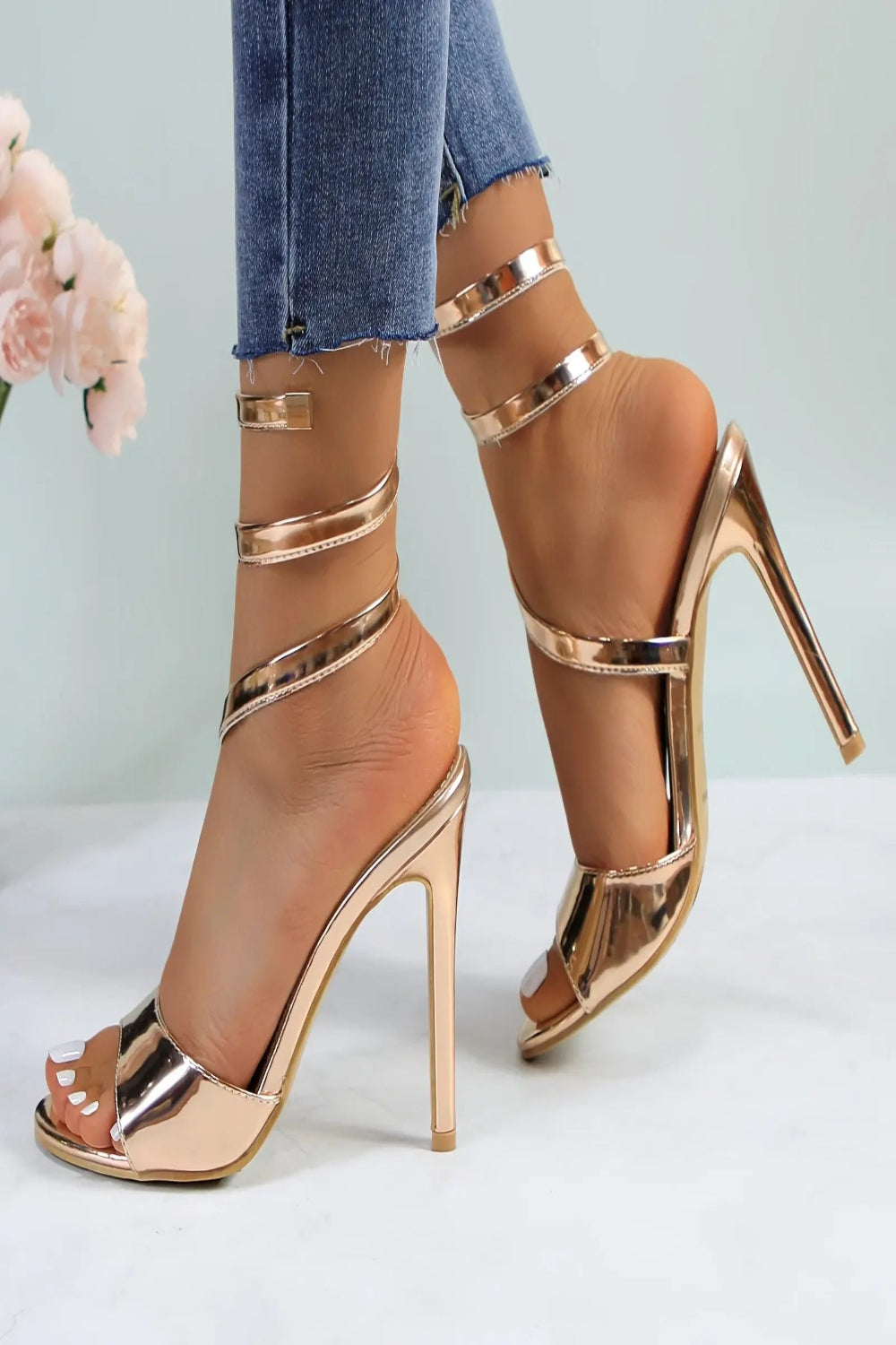 Spiral Wrap Up Strappy Sandals Toshe Women's Fashions