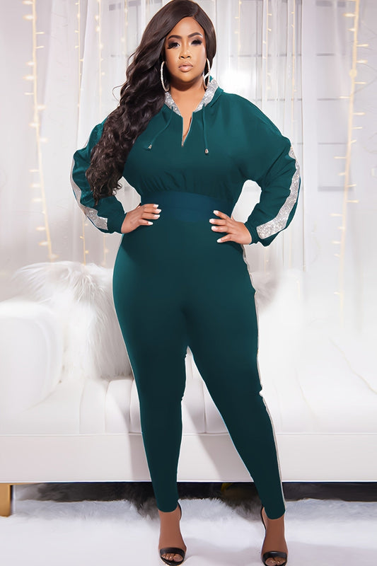 Print Detailed Hooded Crop Sweatshirt & Pants Set