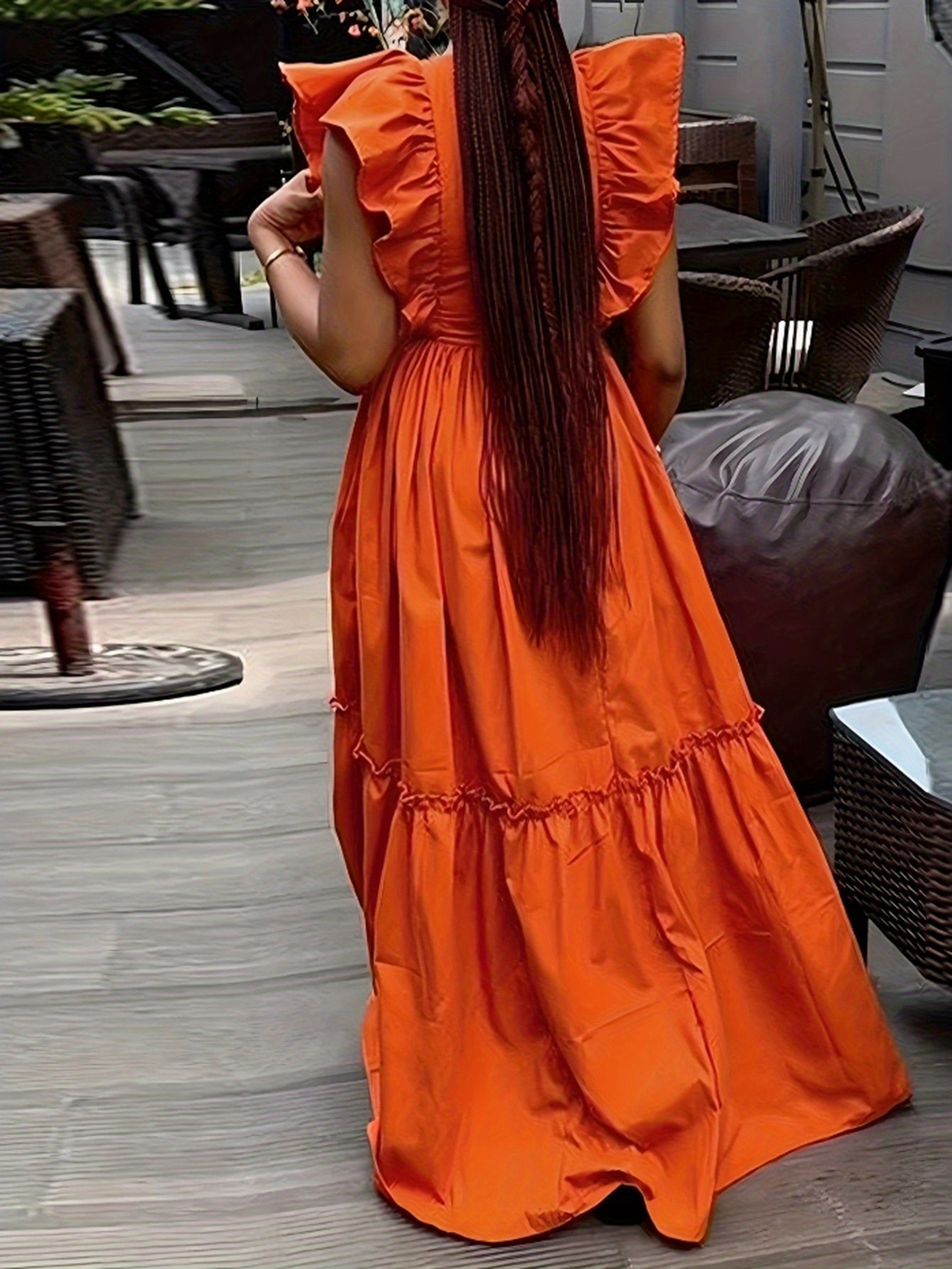 Bright Orange Cinched Waist Midi Dress – Flowy, Feminine & Sun-Kissed