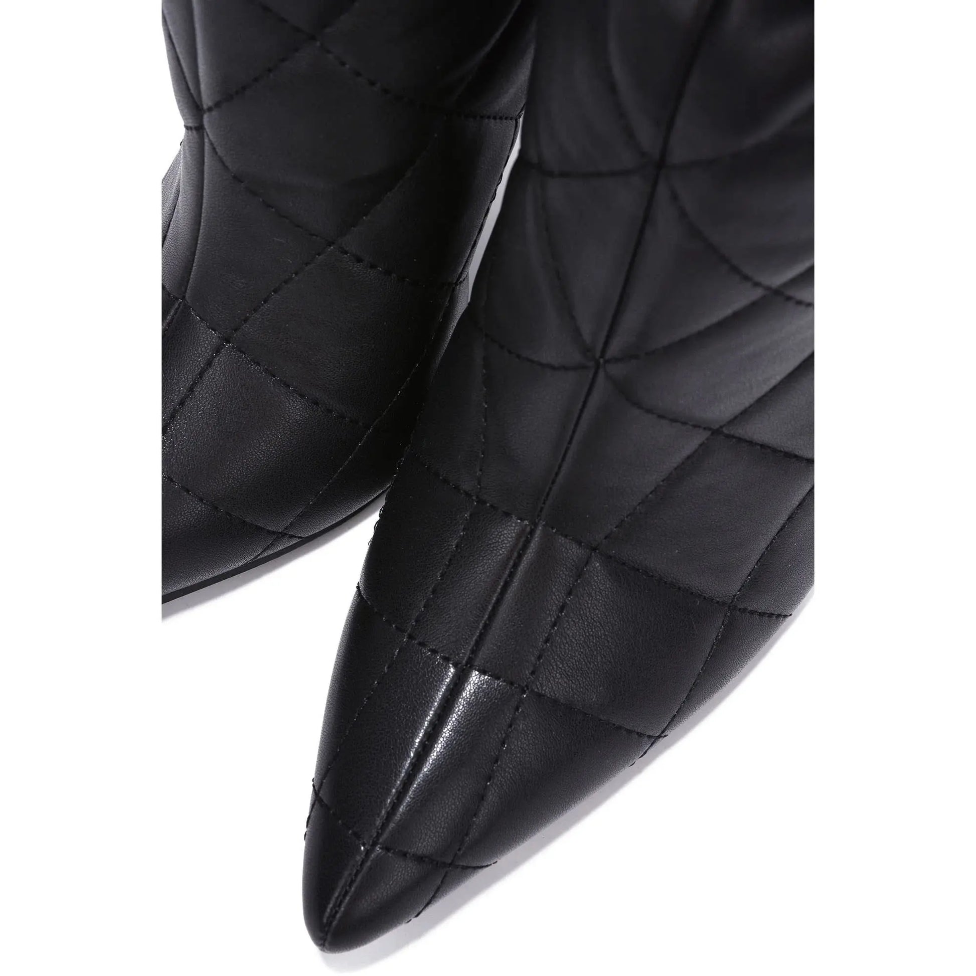 Quilted Beige Pointy Toe Boots Toshe Women's Fashions