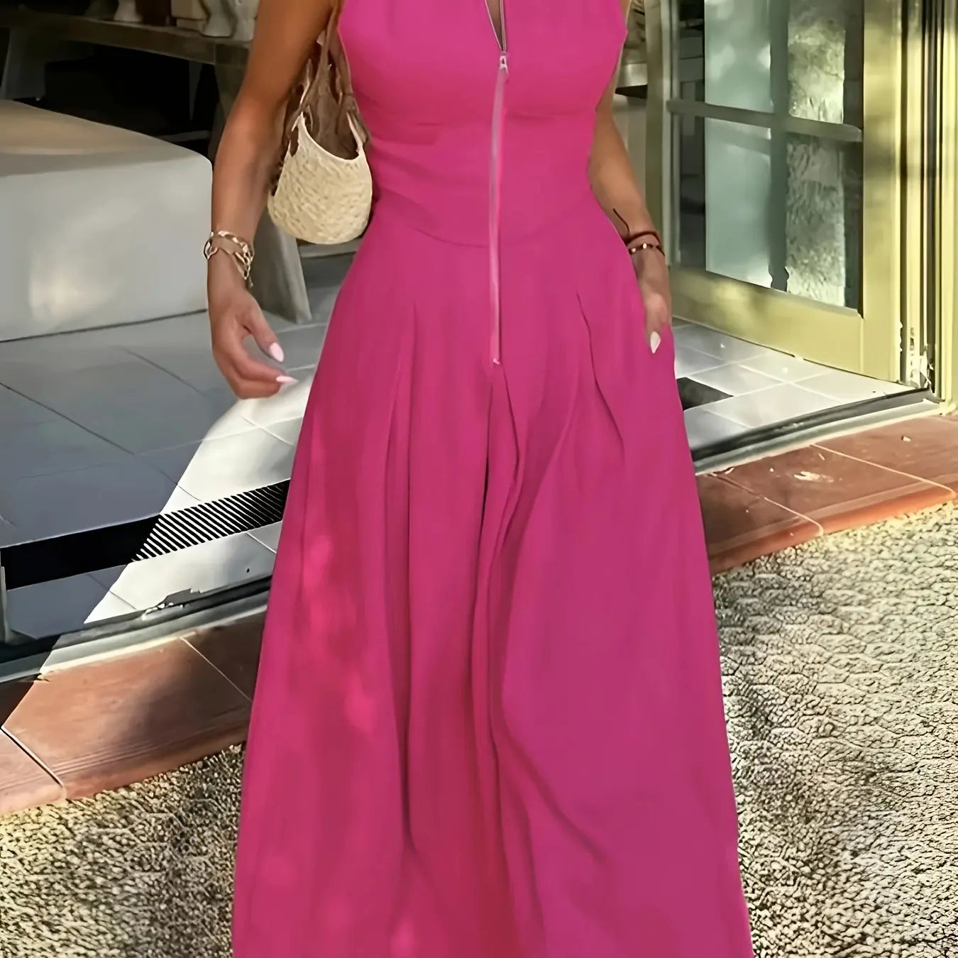 Sleeveless Chain Detail Dress Toshe Women's Fashions