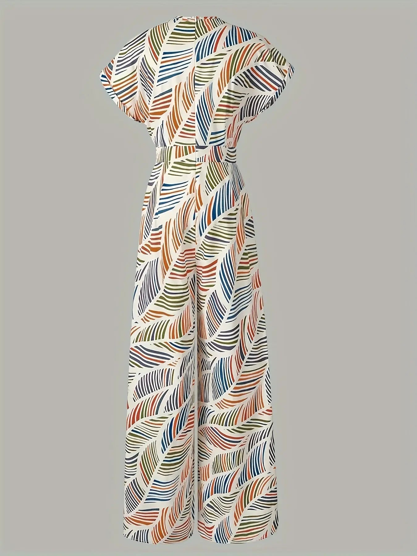 Vibrant Leaf Pattern Sleeveless Jumpsuit Toshe Women's Fashions