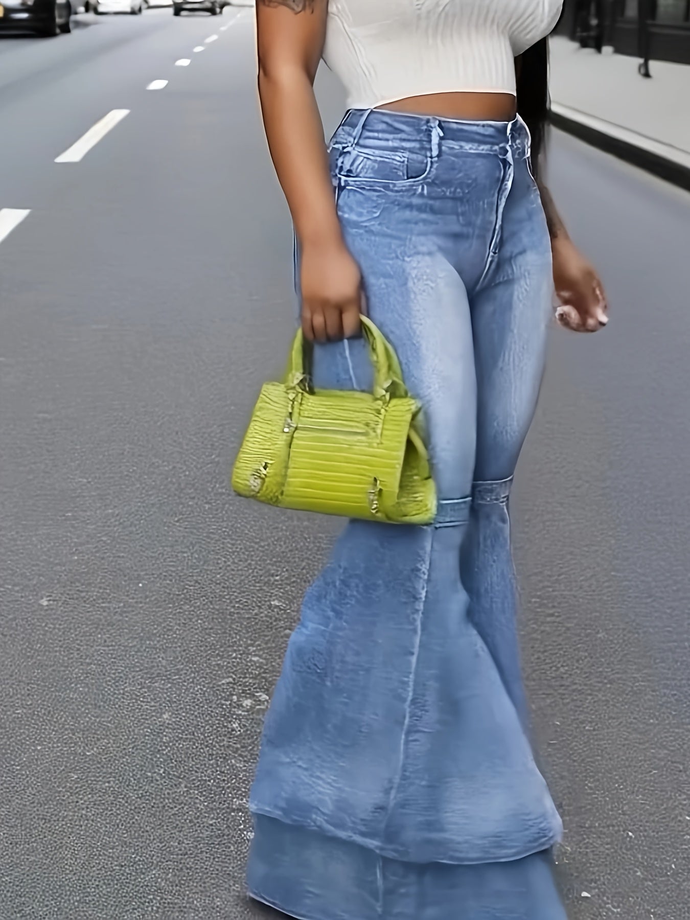 Layered Flare Wide-Leg Jeans – High-Waisted Statement Denim