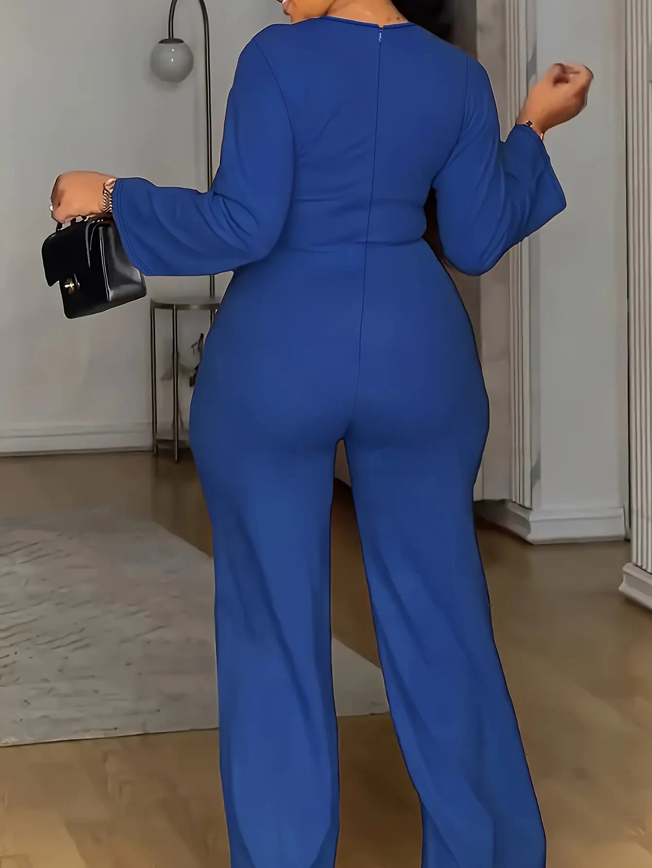 Royal Blue Peek-A-BooWide Leg Jumpsuit Toshe Women's Fashions