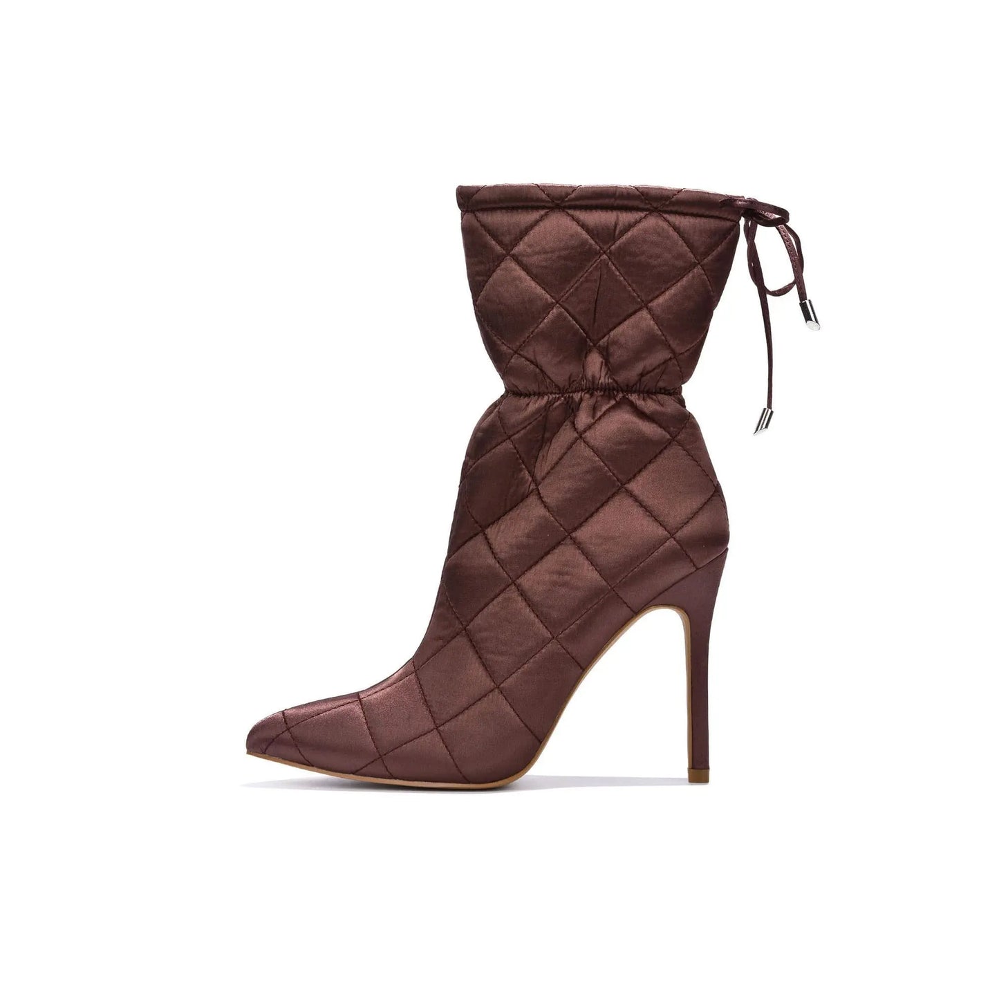 Quilted Beige Pointy Toe Boots Toshe Women's Fashions