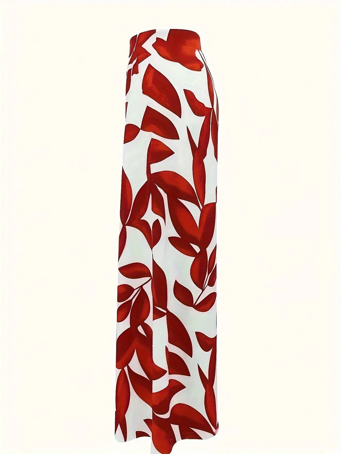 Wide Leg Red Leaf Print Pants Toshe Women's Fashions