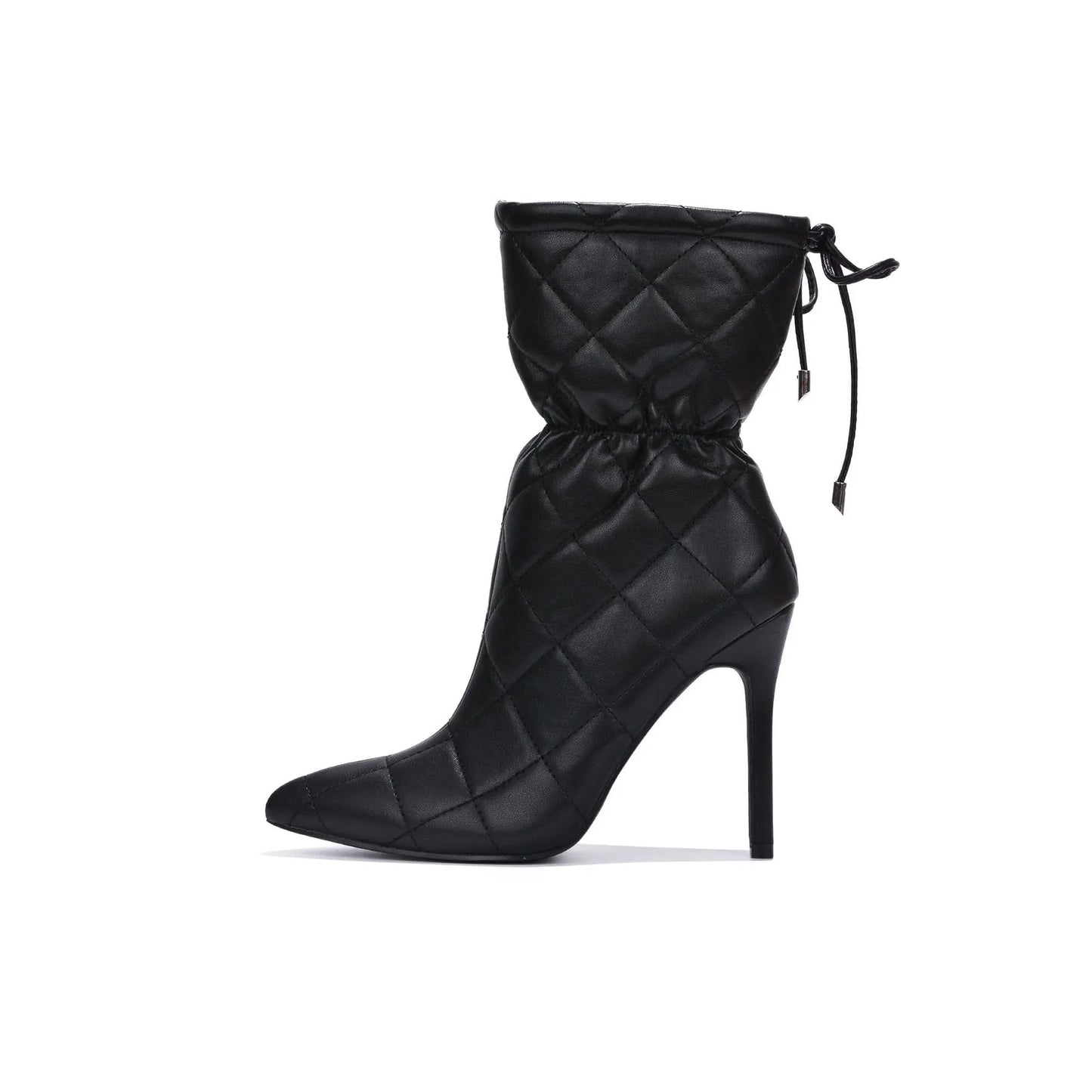 Quilted Beige Pointy Toe Boots Toshe Women's Fashions