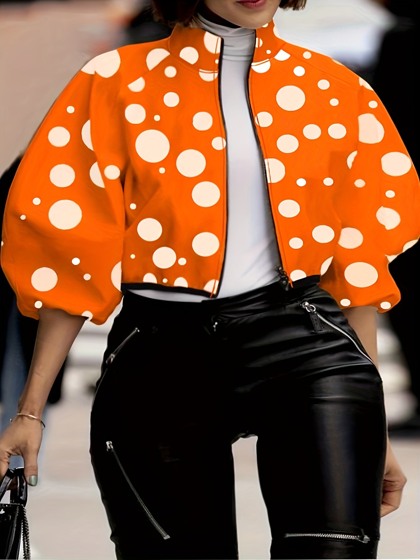 Color Block Stand Collar Zipper Jacket