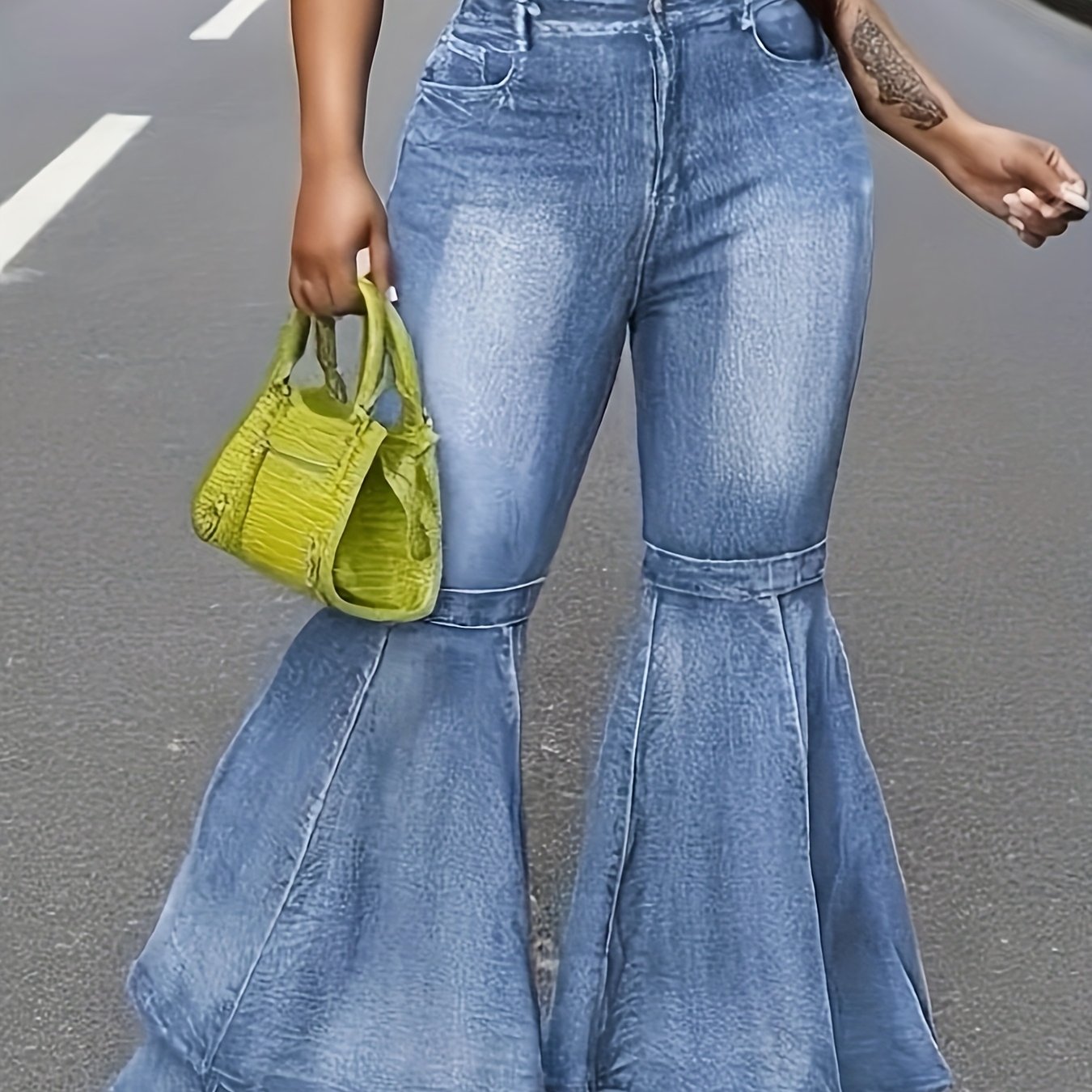 Layered Flare Wide-Leg Jeans – High-Waisted Statement Denim