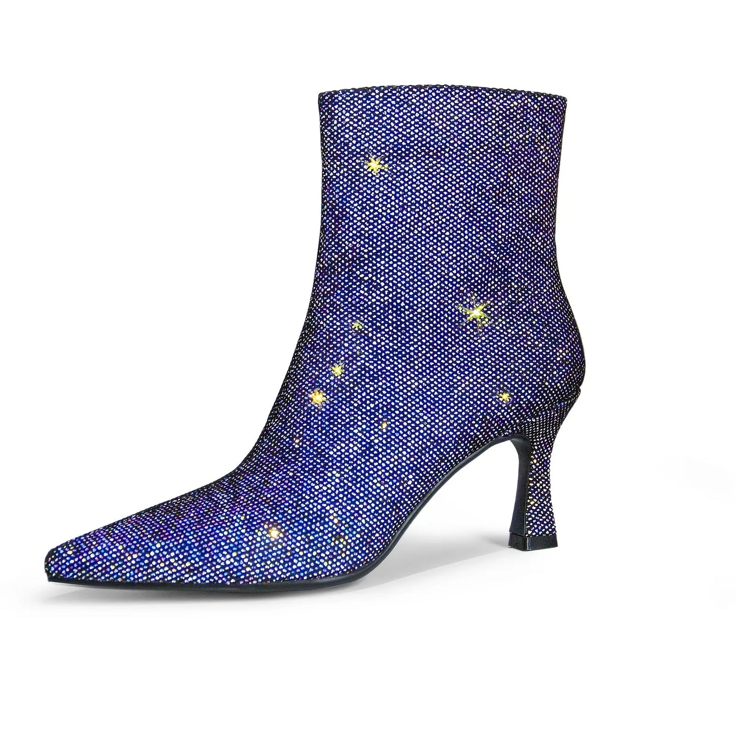 Blue Glitter Zipper Ankle Boots Toshe Women's Fashions
