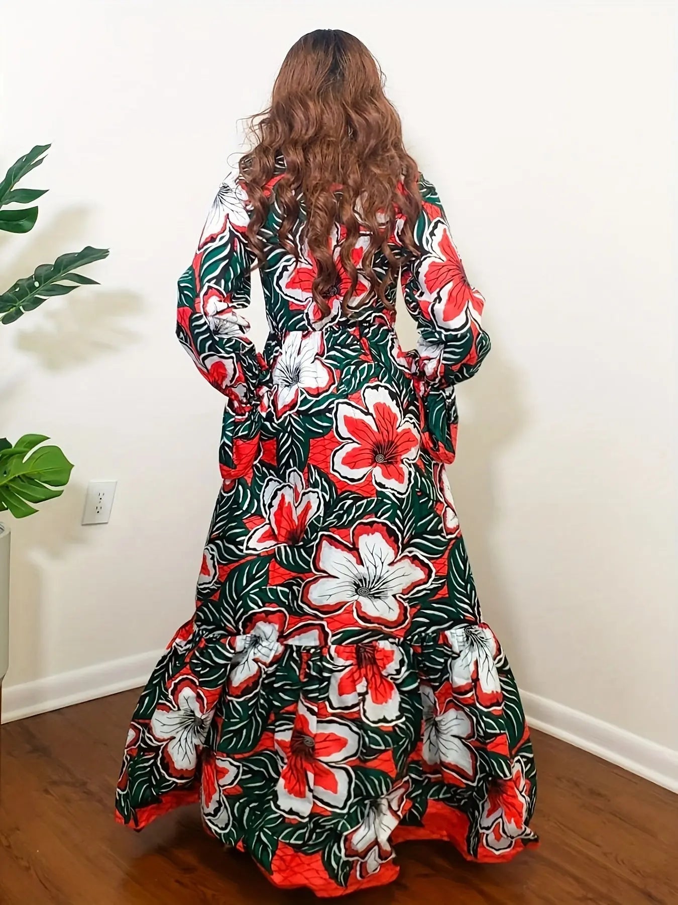 Women'S Casual Floral Print Plus-Size Dress Toshe Womens Fashions