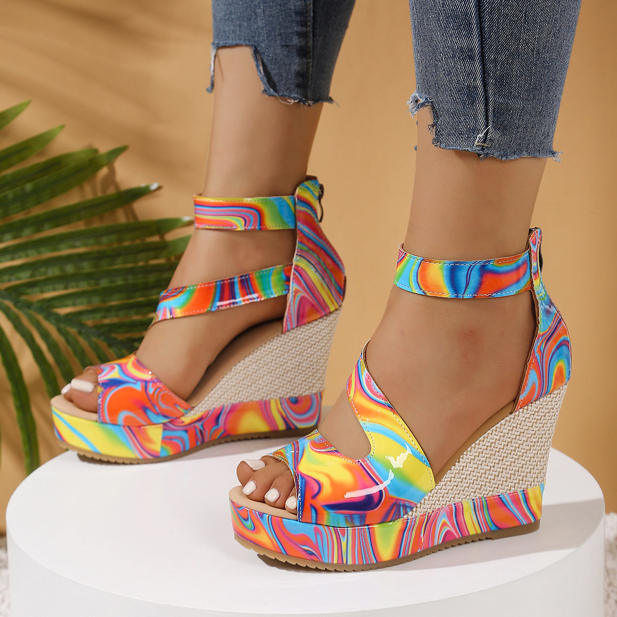 Vibrant Chunky Heel Sandals