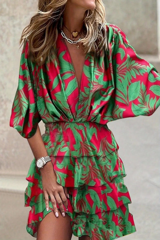 Bohemian Print High Waist Mini Dress Toshe Women's Fashions