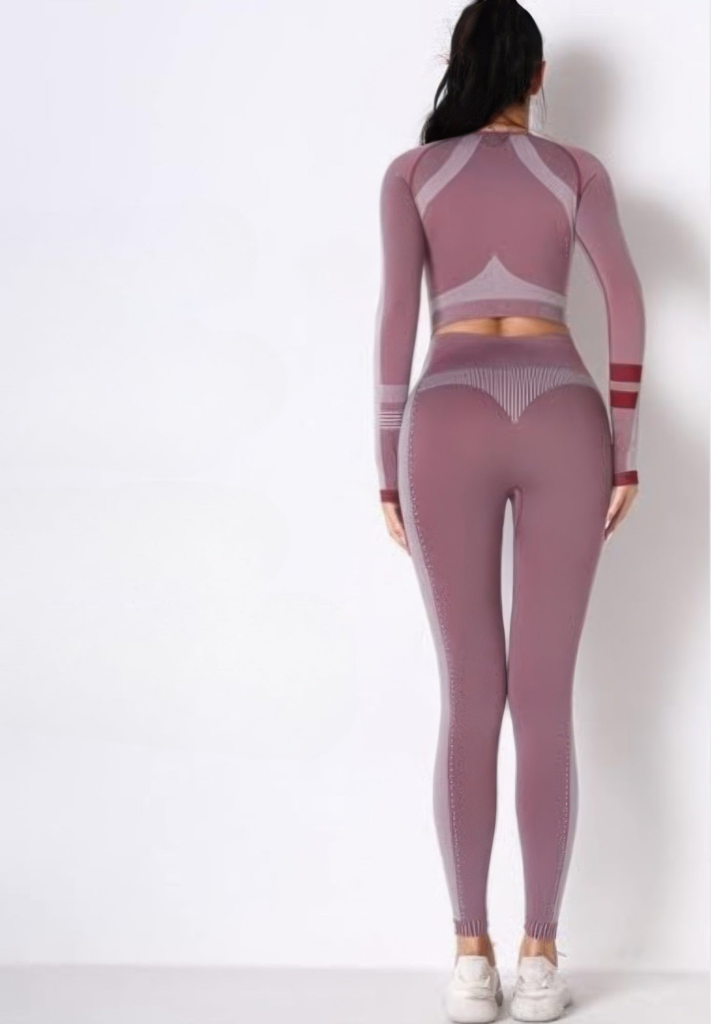Toshe Women's Fashions seamless cropped top and matching athleisure pants set, shown in a light color on a white background.