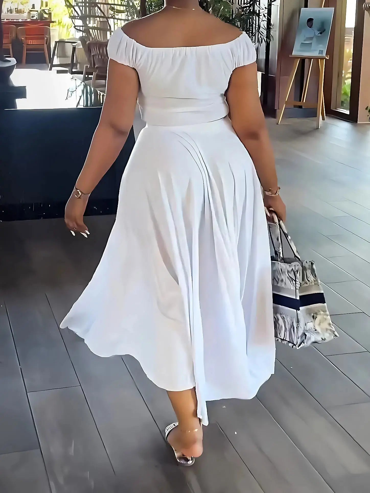 Casual two-piece Summer Solid Off Shoulder Crop Top and Long Skirt Set Toshe Womens Fashions