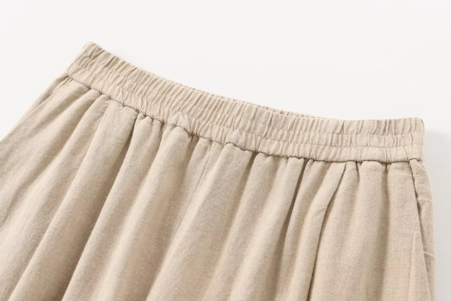 Linen Collared Single-Breasted Shirt & Pocketed Wide Leg Pant Set