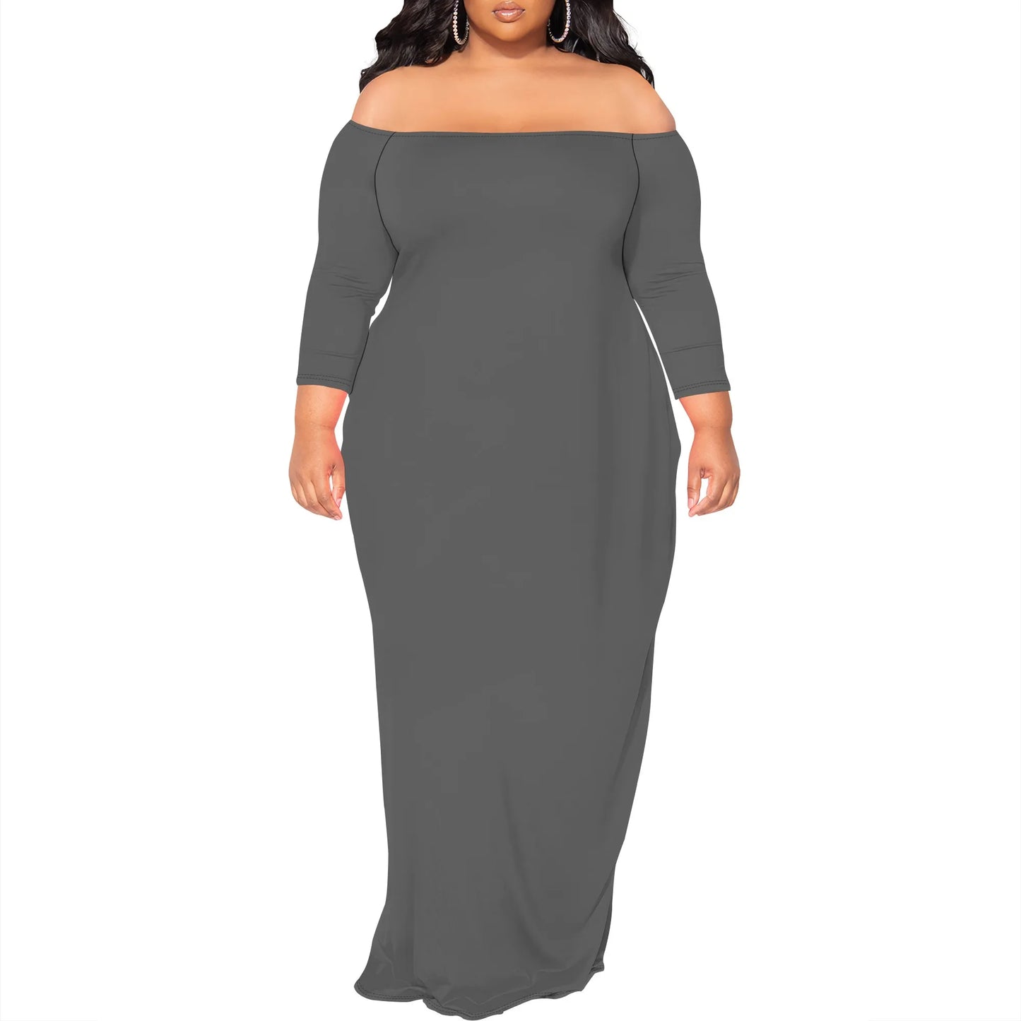 Off-Shoulder Bodycon Fishtail Maxi Dress