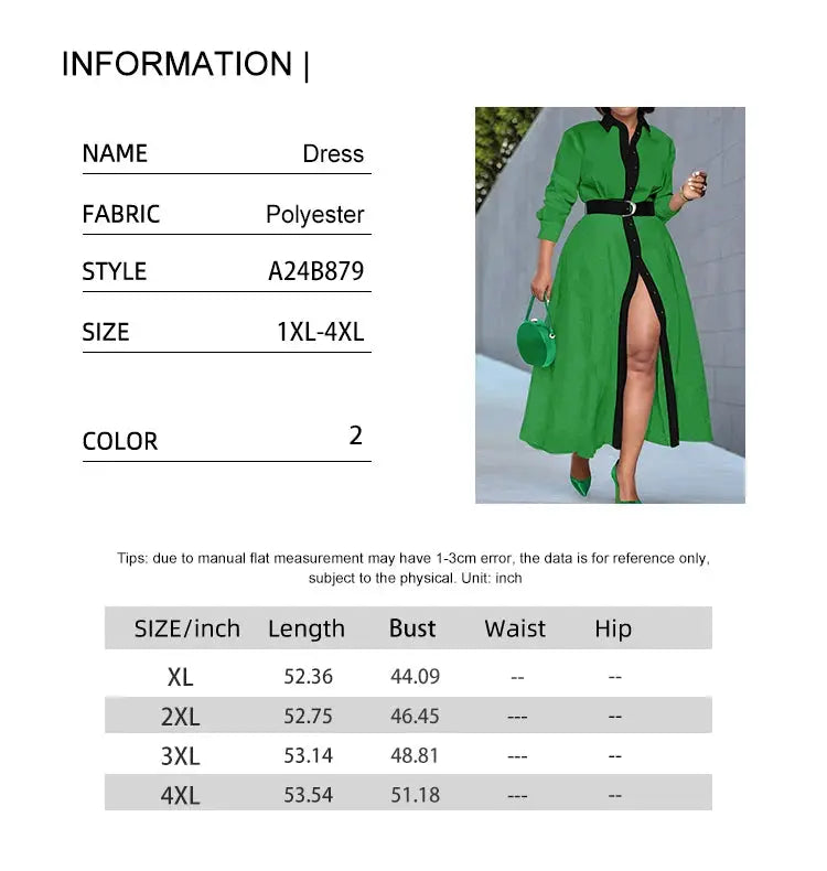 Plus size POLO collar collision splicing long-sleeved dress Toshe Womens Fashions