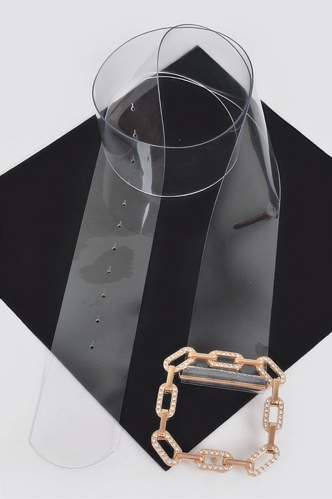 Transparent gold square buckle belt by Toshe Women's Fashions, featuring a clear strap and stylish square buckle design.