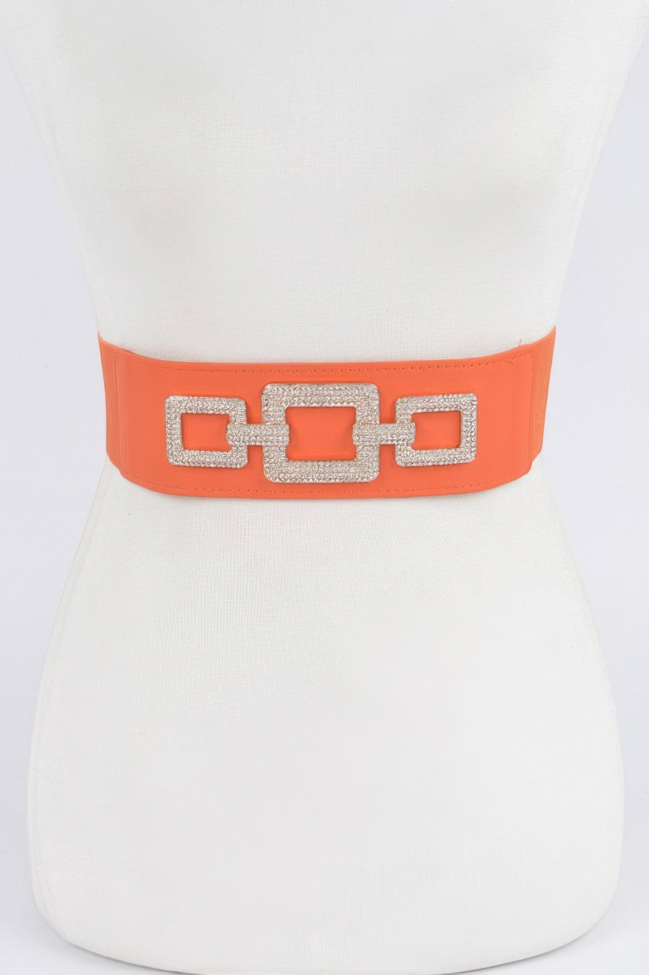 Rhinestone link elastic belt from Toshe Women's Fashions with sparkling rhinestones and stretchy design for stylish waist accessorizing.