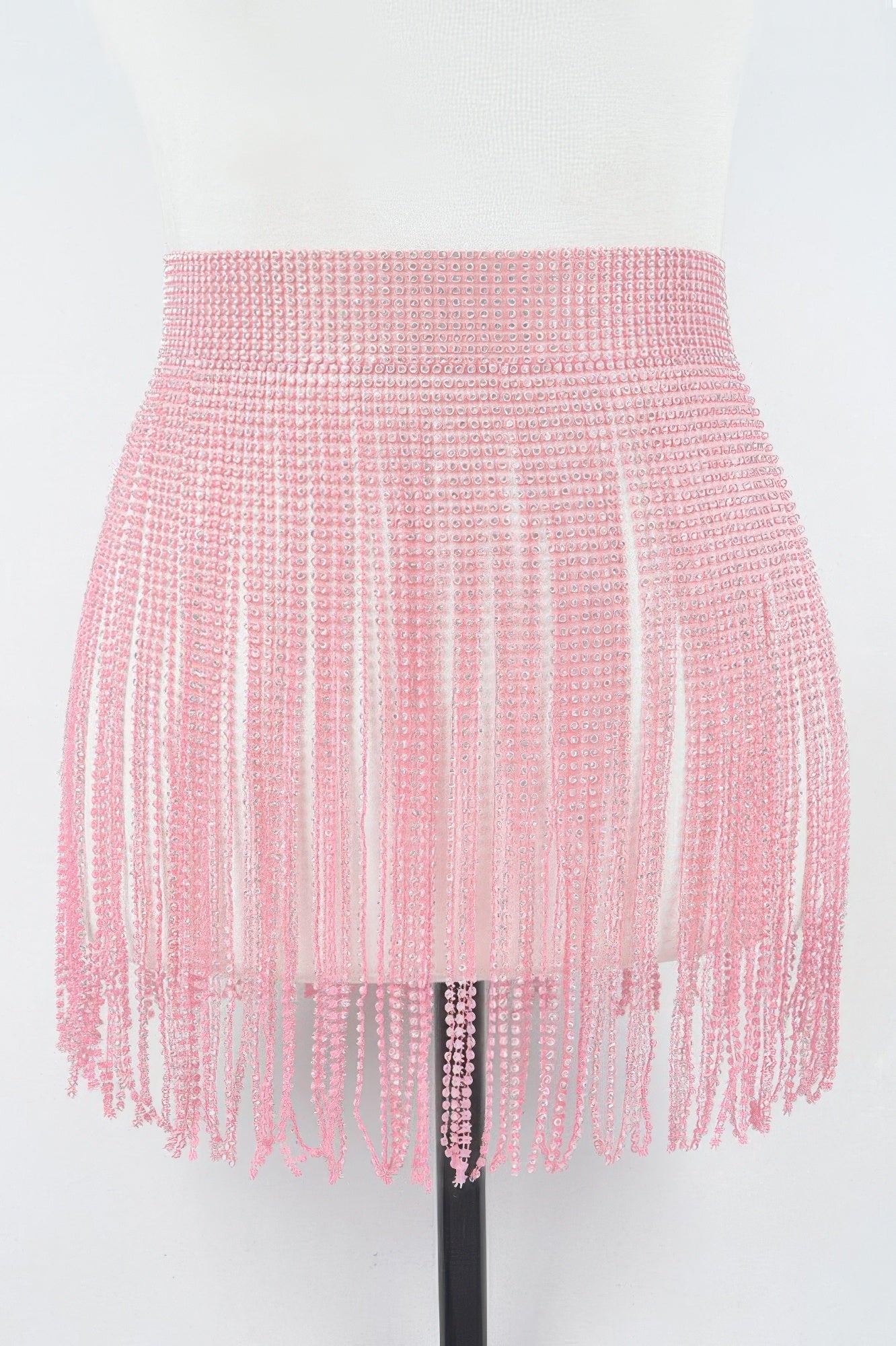 Rhinestone fringe belt by Toshe Women's Fashions featuring sparkling embellishments and flowing fringe detail.
