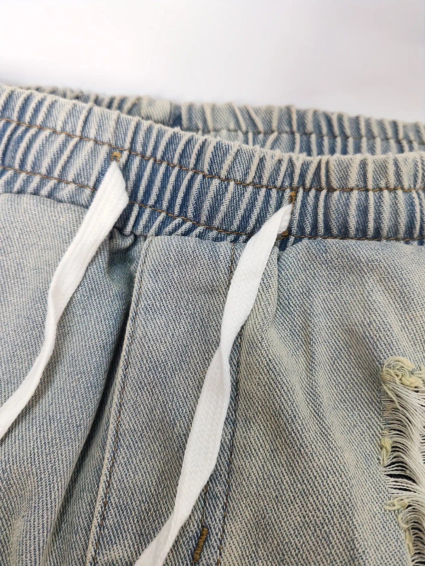 Color-block Drawstring Wide Leg Jeans Toshe Women's Fashions
