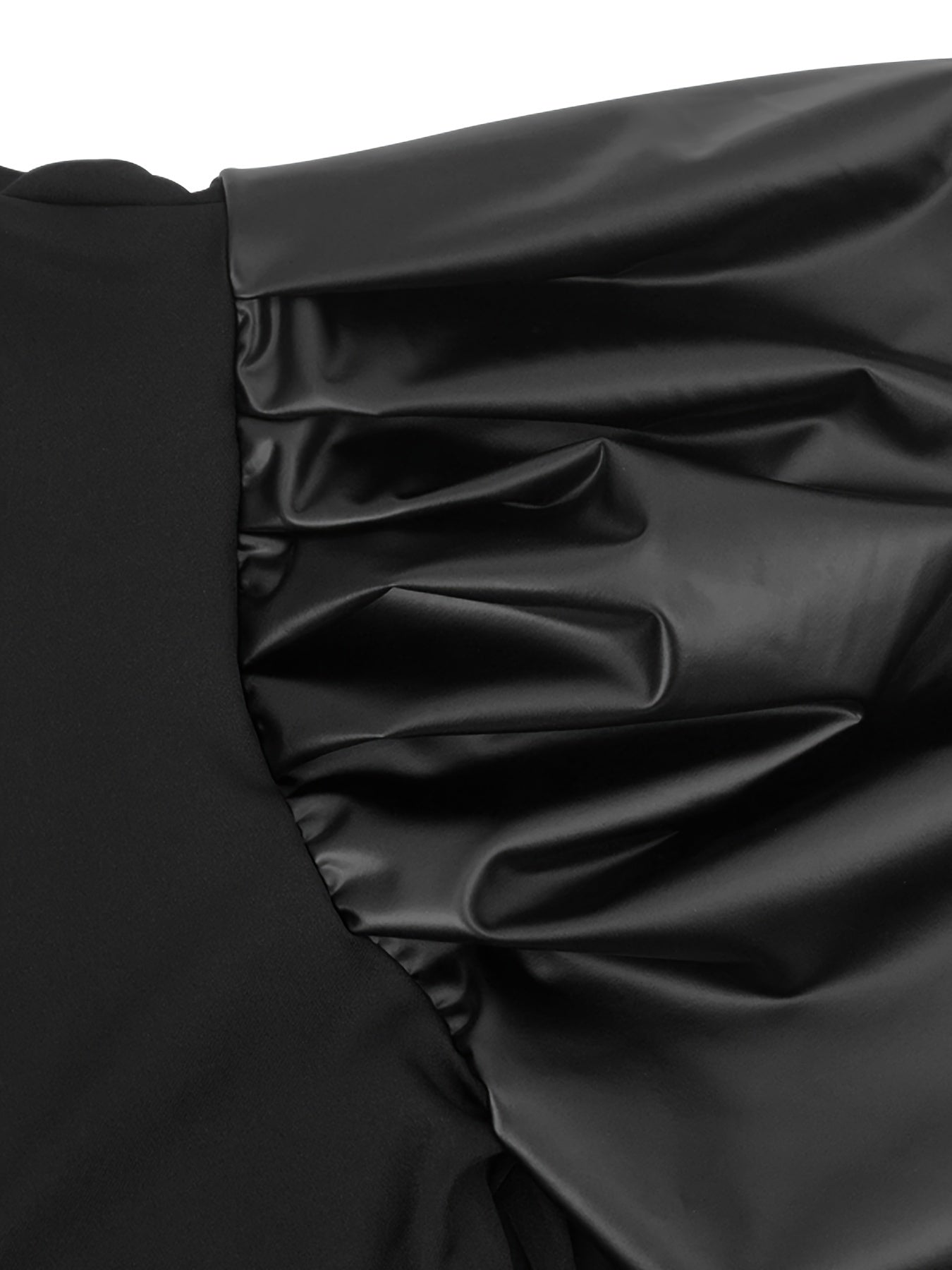 Faux Leather Knit Top & Drawstring Pants Set – Chic Two-Piece Co-ord Outfit