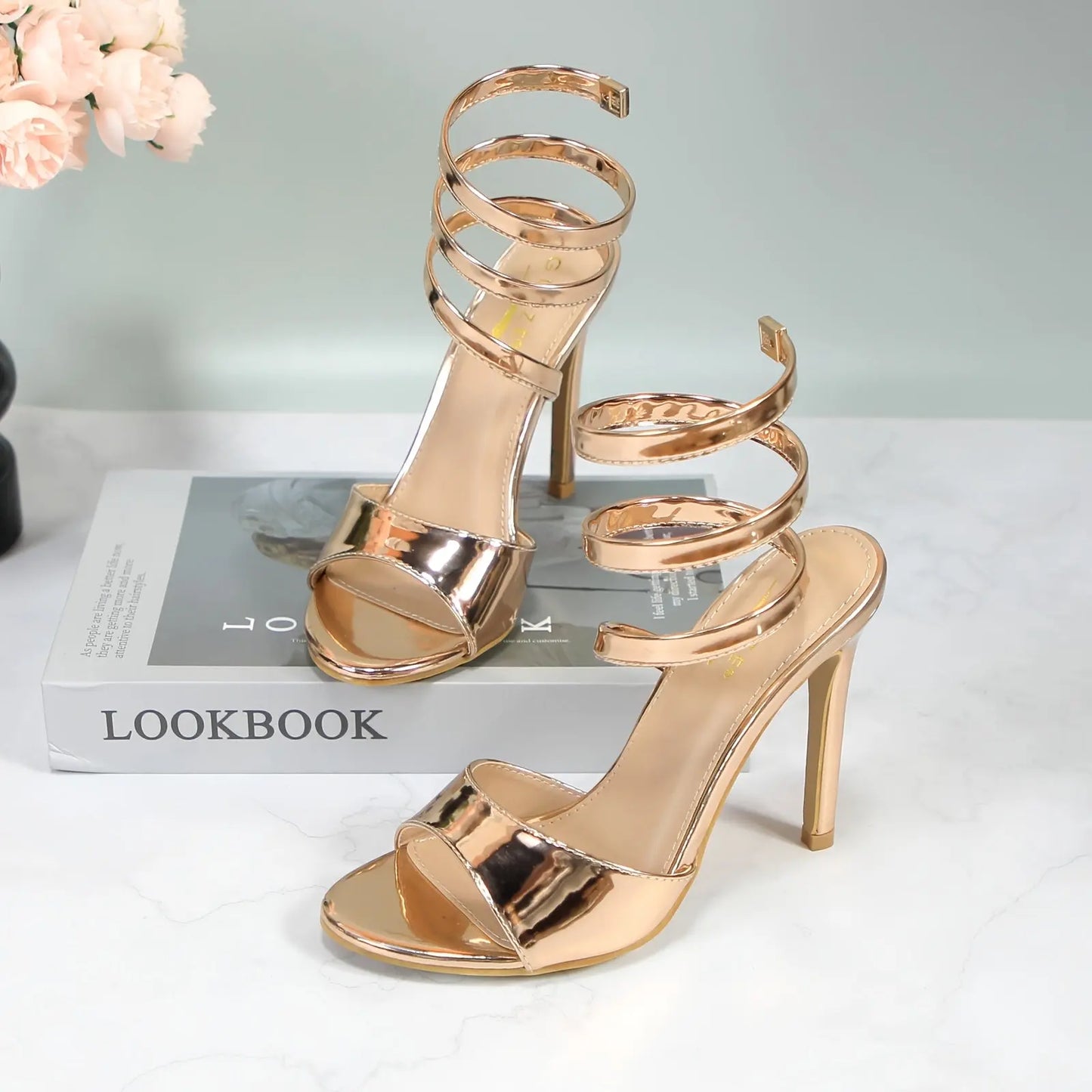 Spiral Wrap Up Strappy Sandals Toshe Women's Fashions