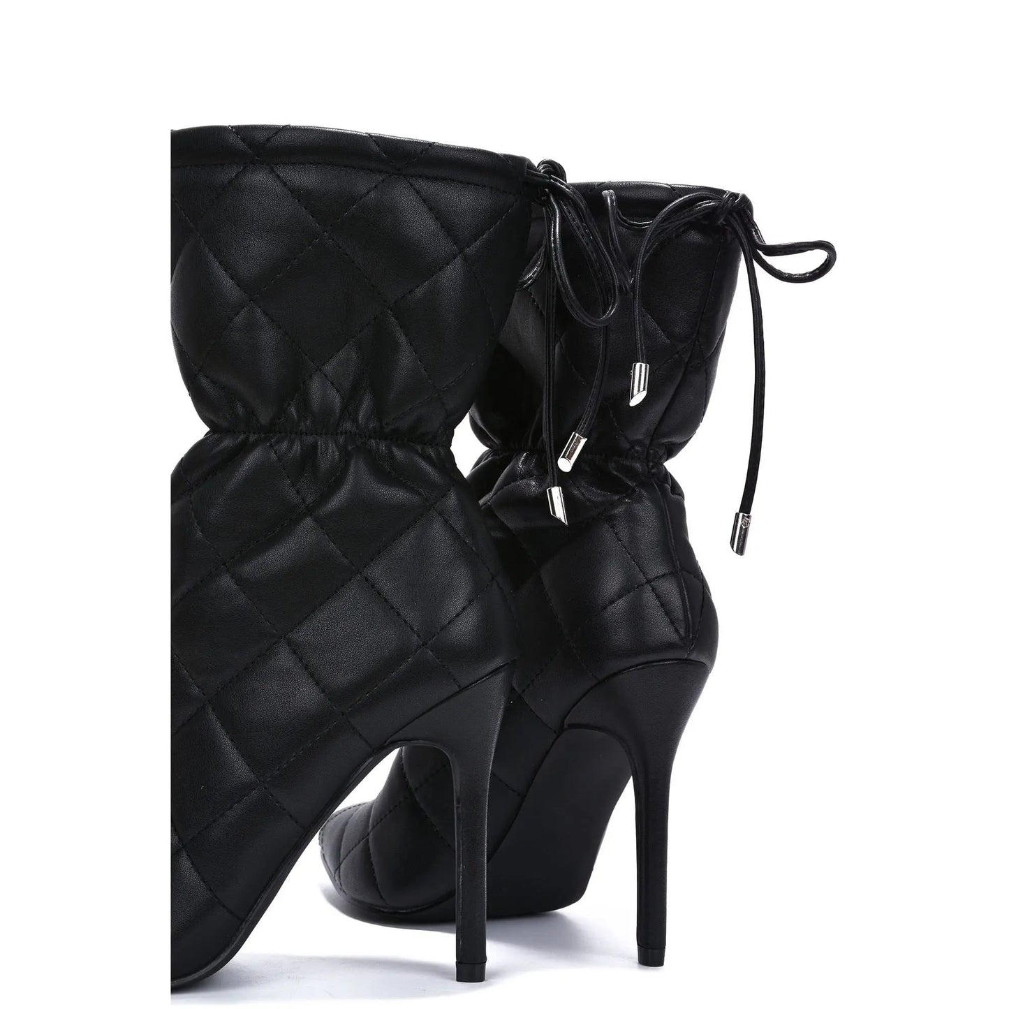 Quilted Beige Pointy Toe Boots Toshe Women's Fashions