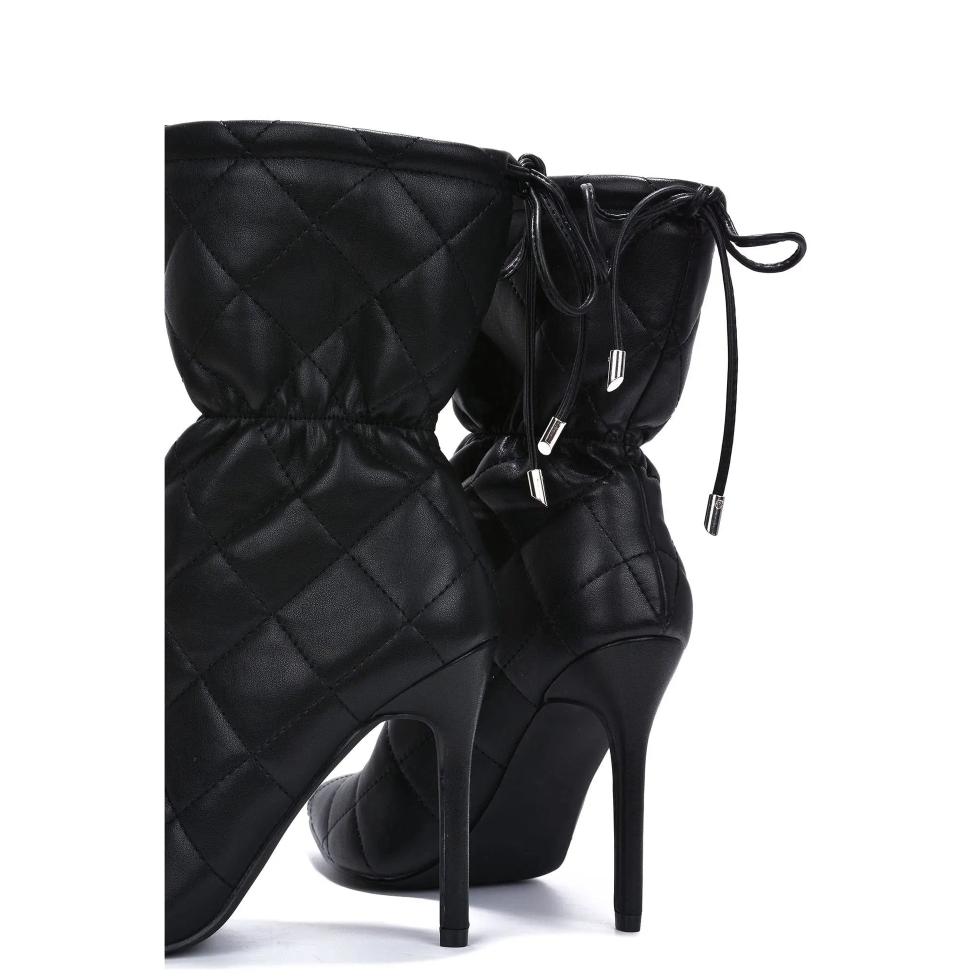 Quilted Beige Pointy Toe Boots Toshe Women's Fashions