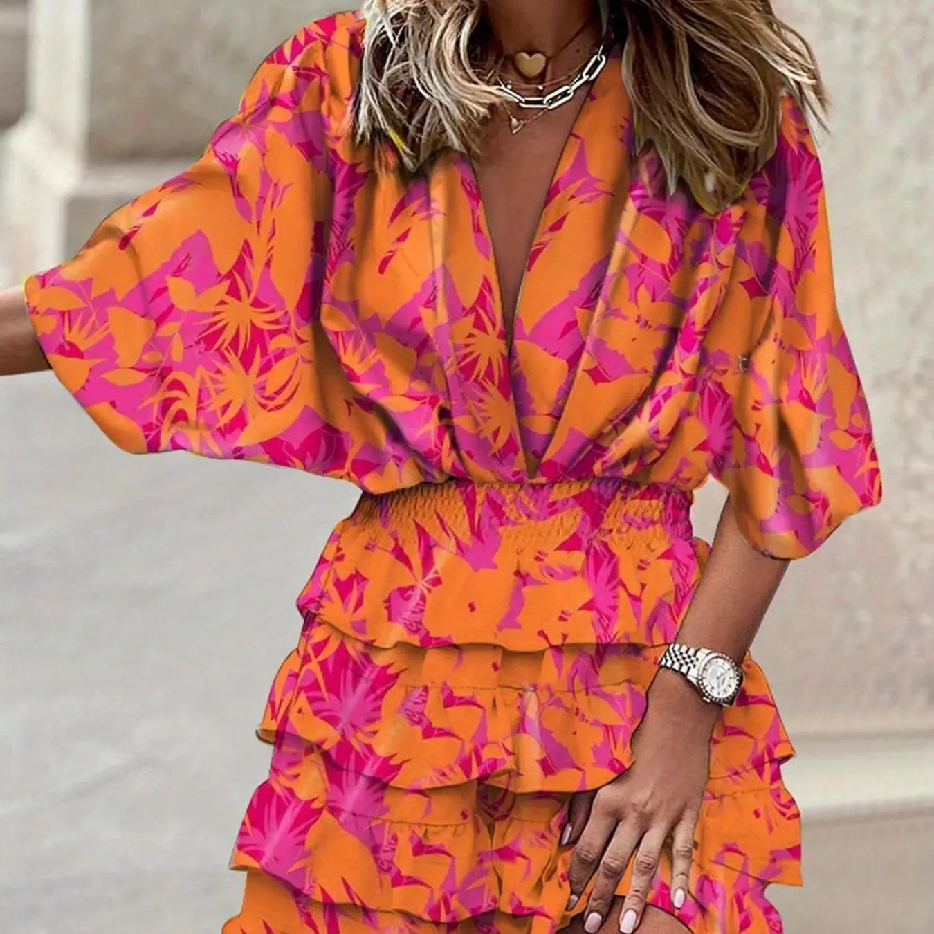 Bohemian Print High Waist Mini Dress Toshe Women's Fashions