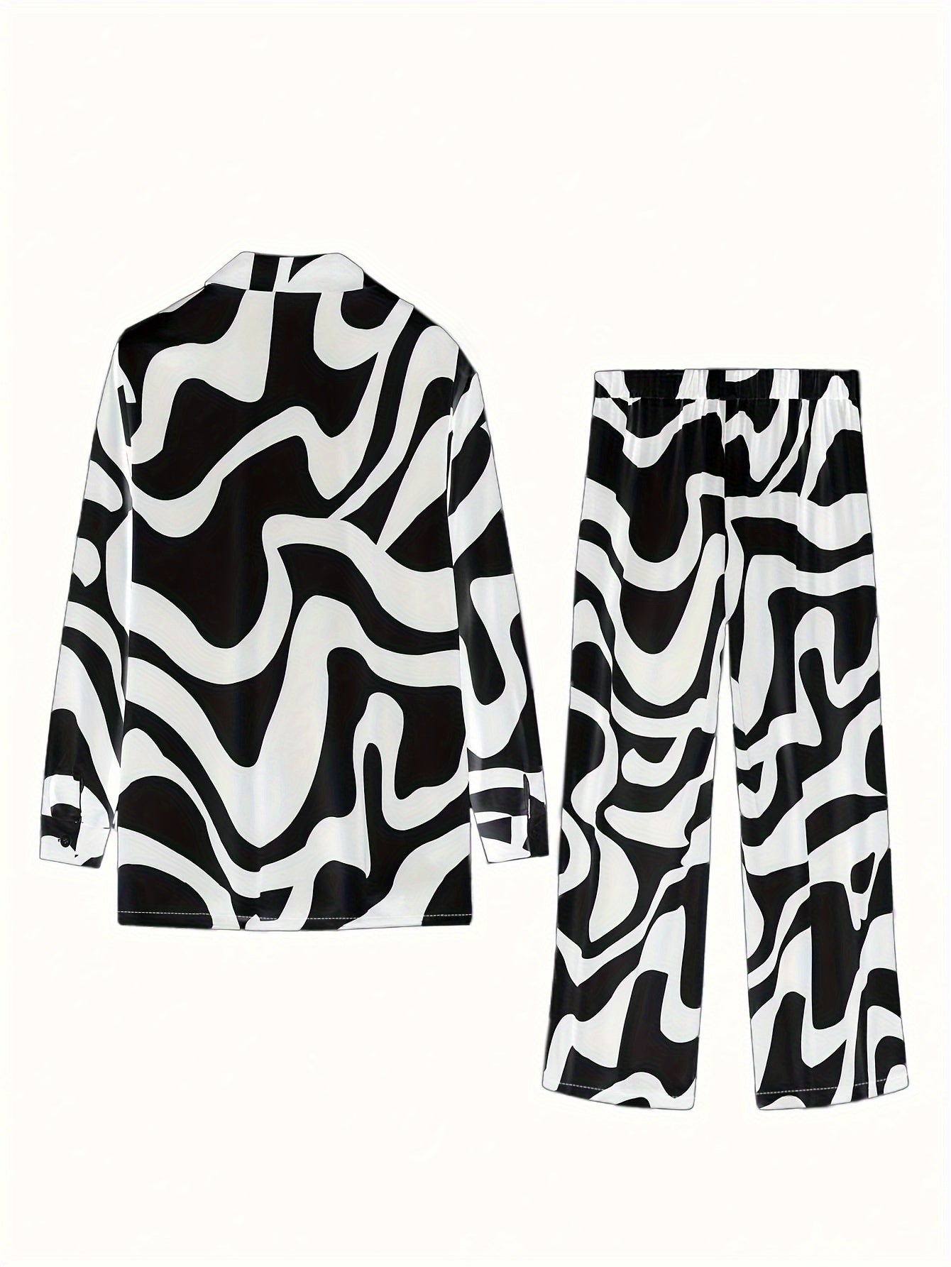 Bold Zebra Stripe Color Blocked Shirt & Trouser Set – Oversized, Stylish, Statement-Making