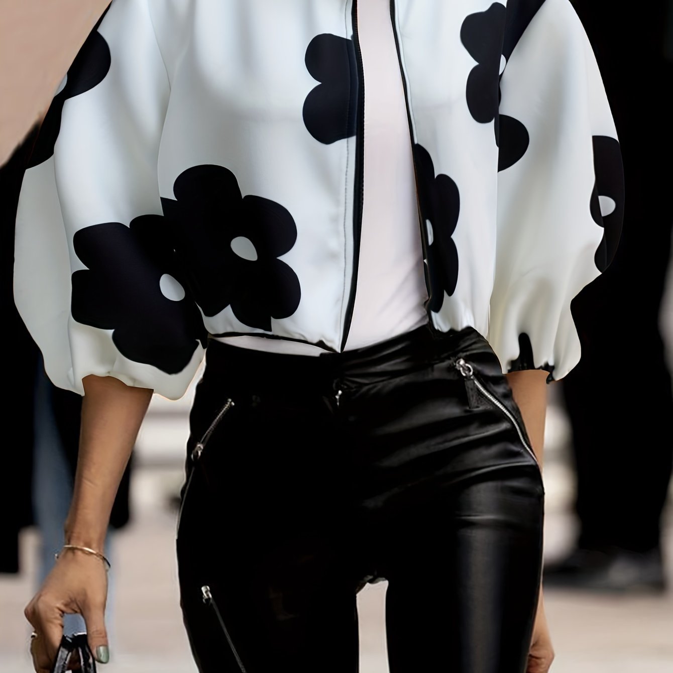 Color Block Stand Collar Zipper Jacket