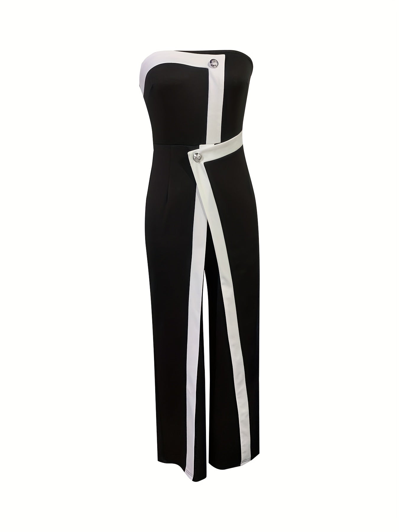 Black & White Color Block Wide-Leg Pant Bandeau Jumpsuit